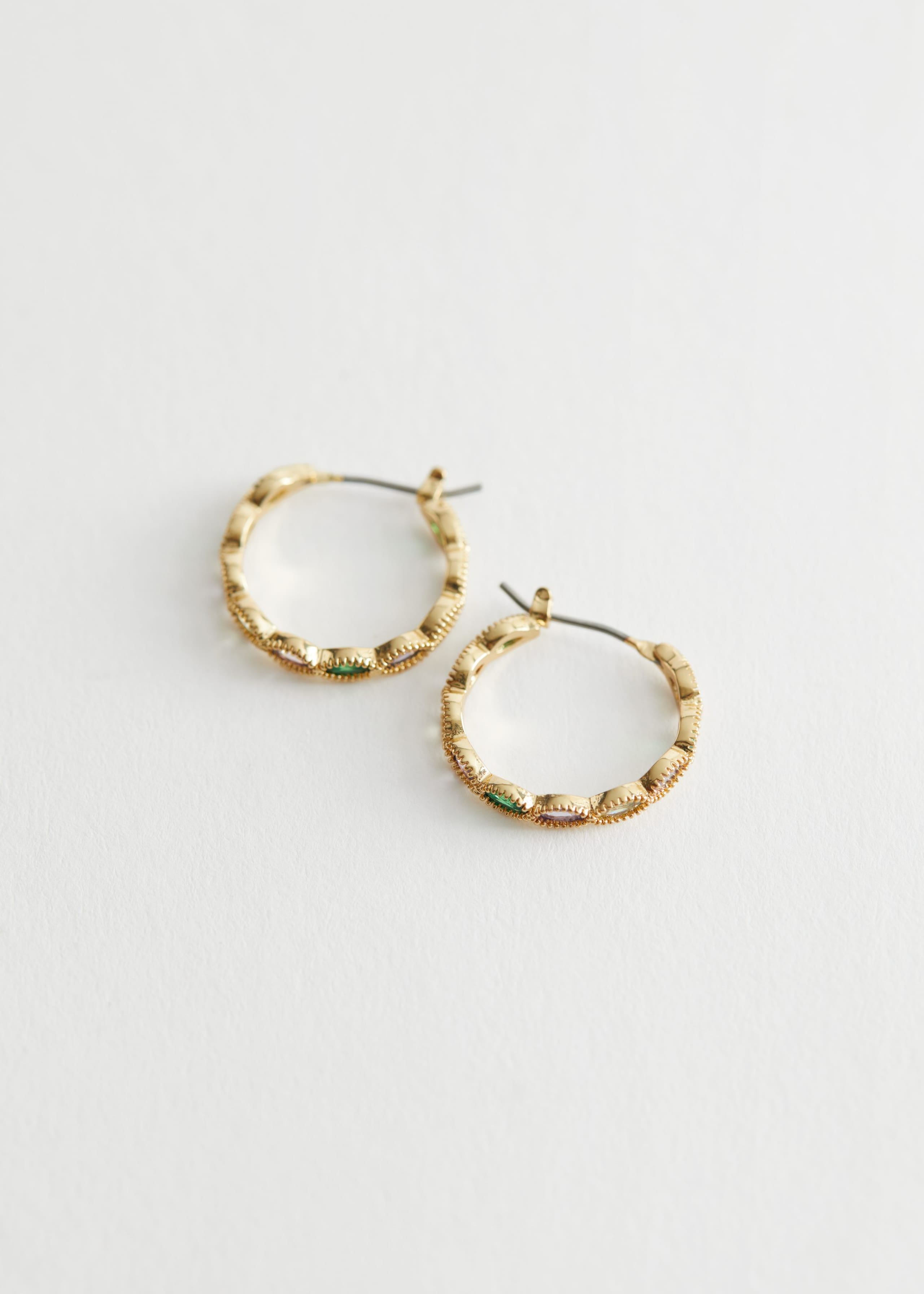 Rainbow Rhinestone Hoop Earrings - Multi-coloured - Natura morta