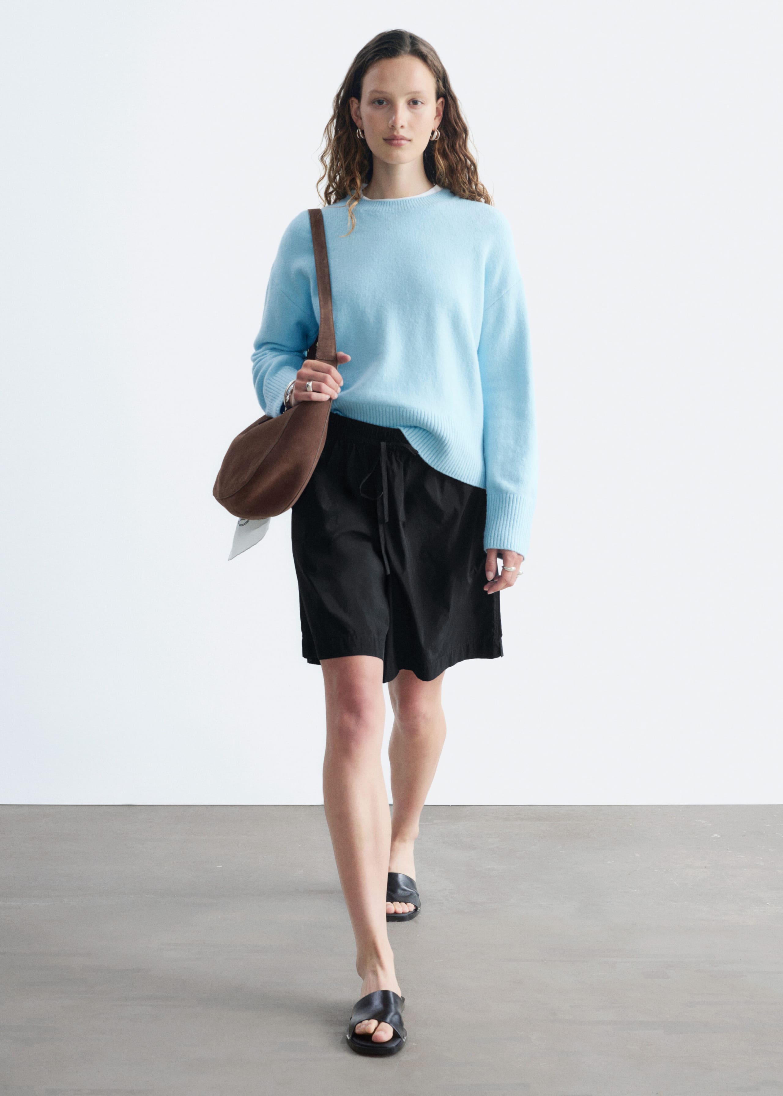 Relaxed Fit Knitted Sweater - Black - Lookbook