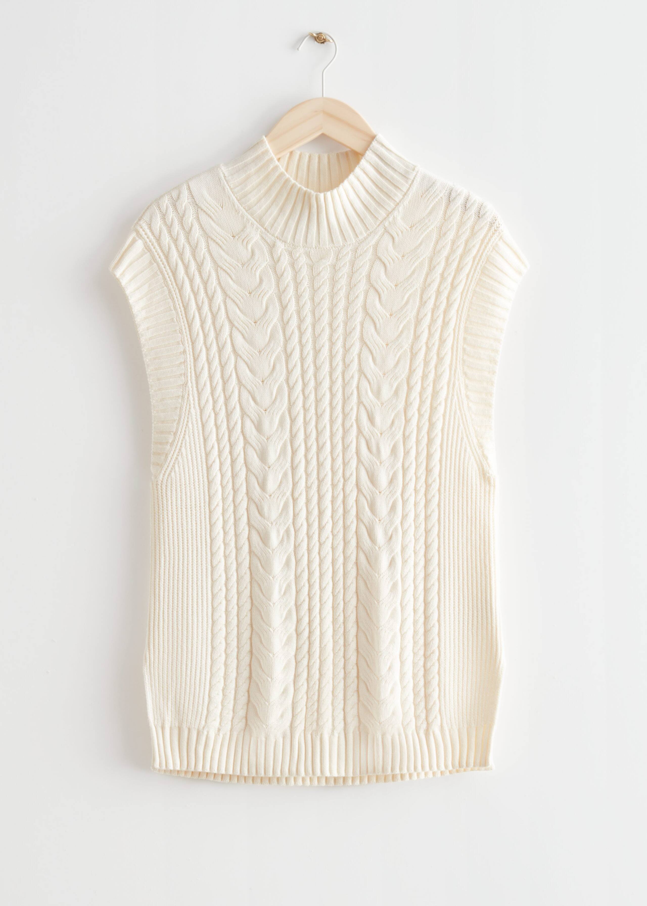 Oversized Cable Knit Vest - Pink - Bodegón