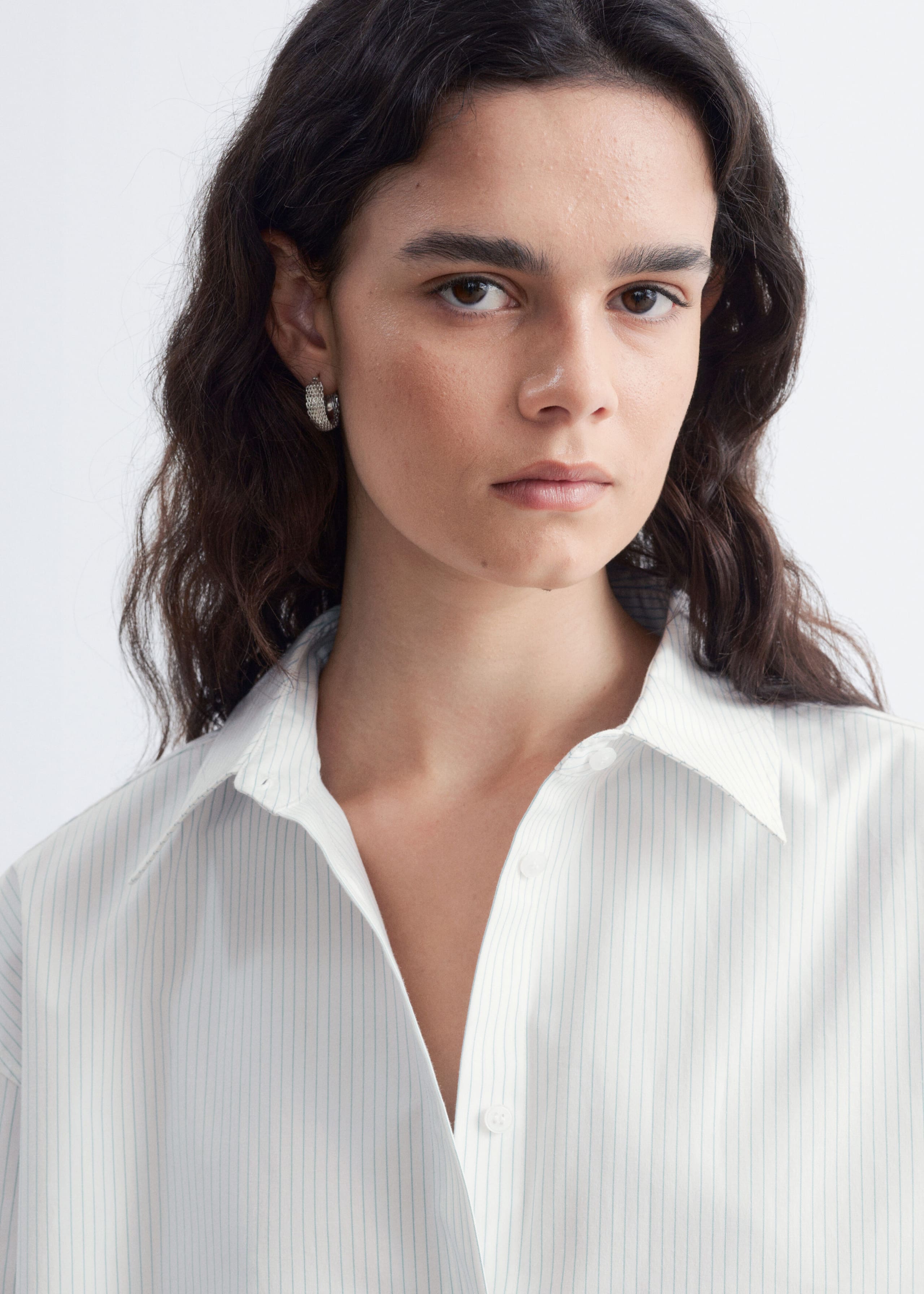Rounded-Hem Oversized Shirt - White - Lookbook