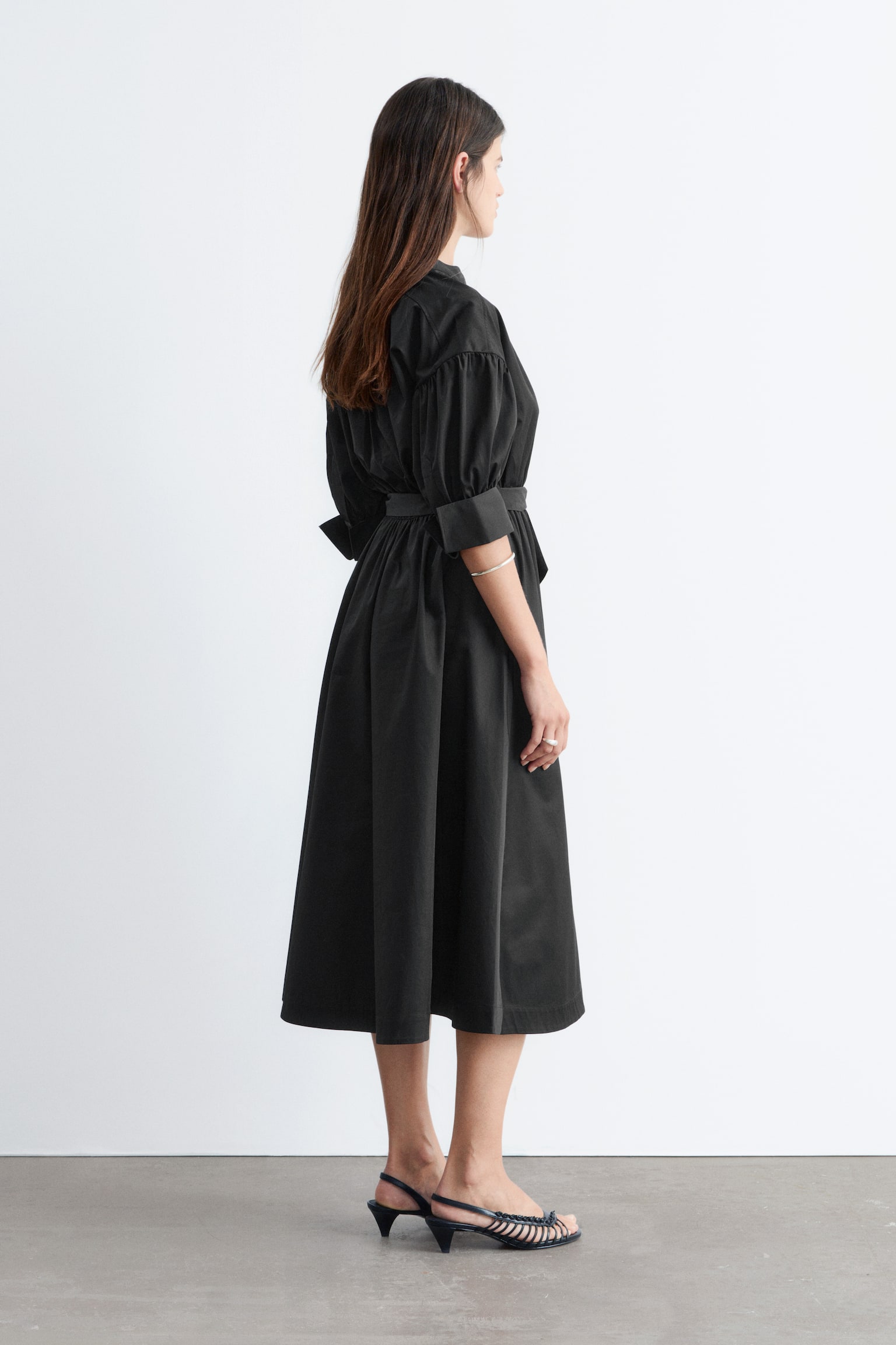 Maxiklänning i bomull-Svart - 7