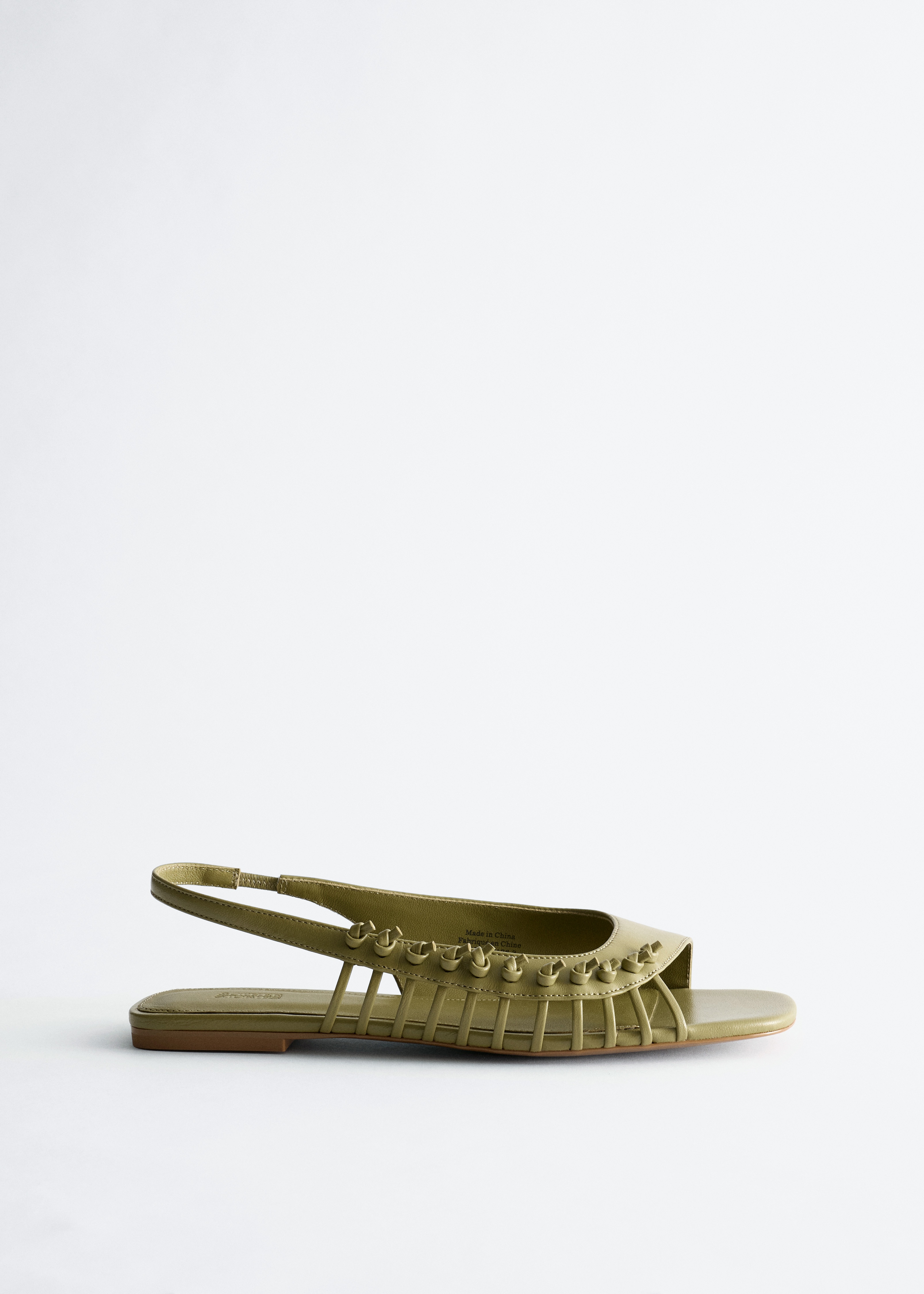 Sandales à brides arrière en cuir - Vert/Marron Clair/Bordeaux