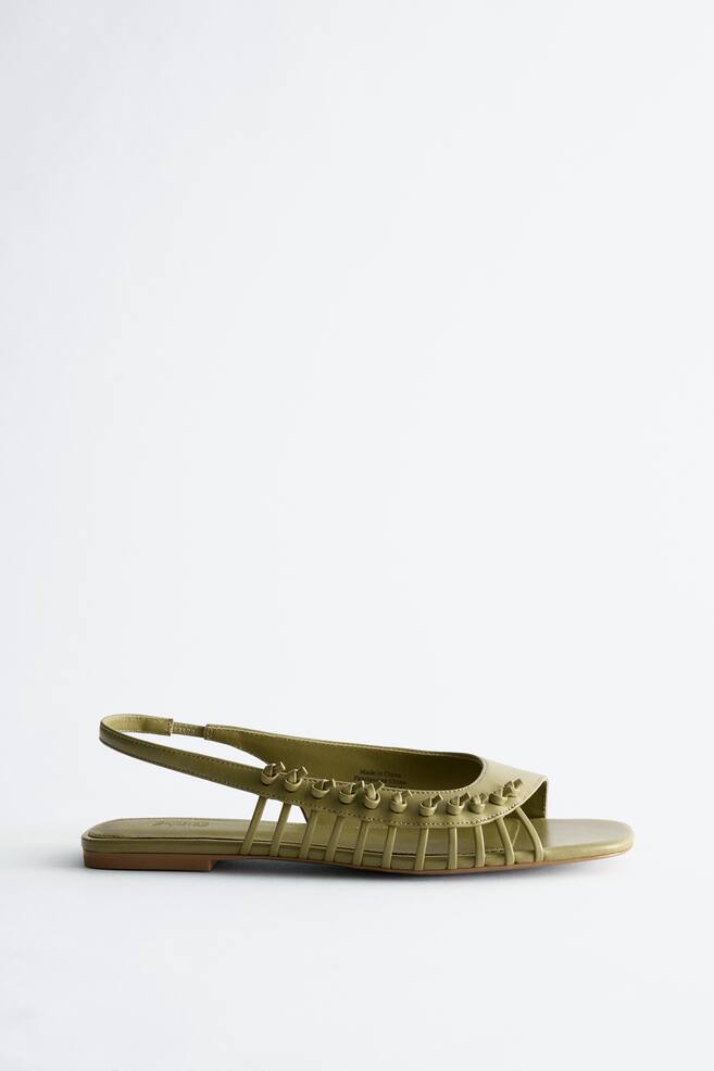 Slingback-Sandalen aus Leder - Grün/Braun - 1