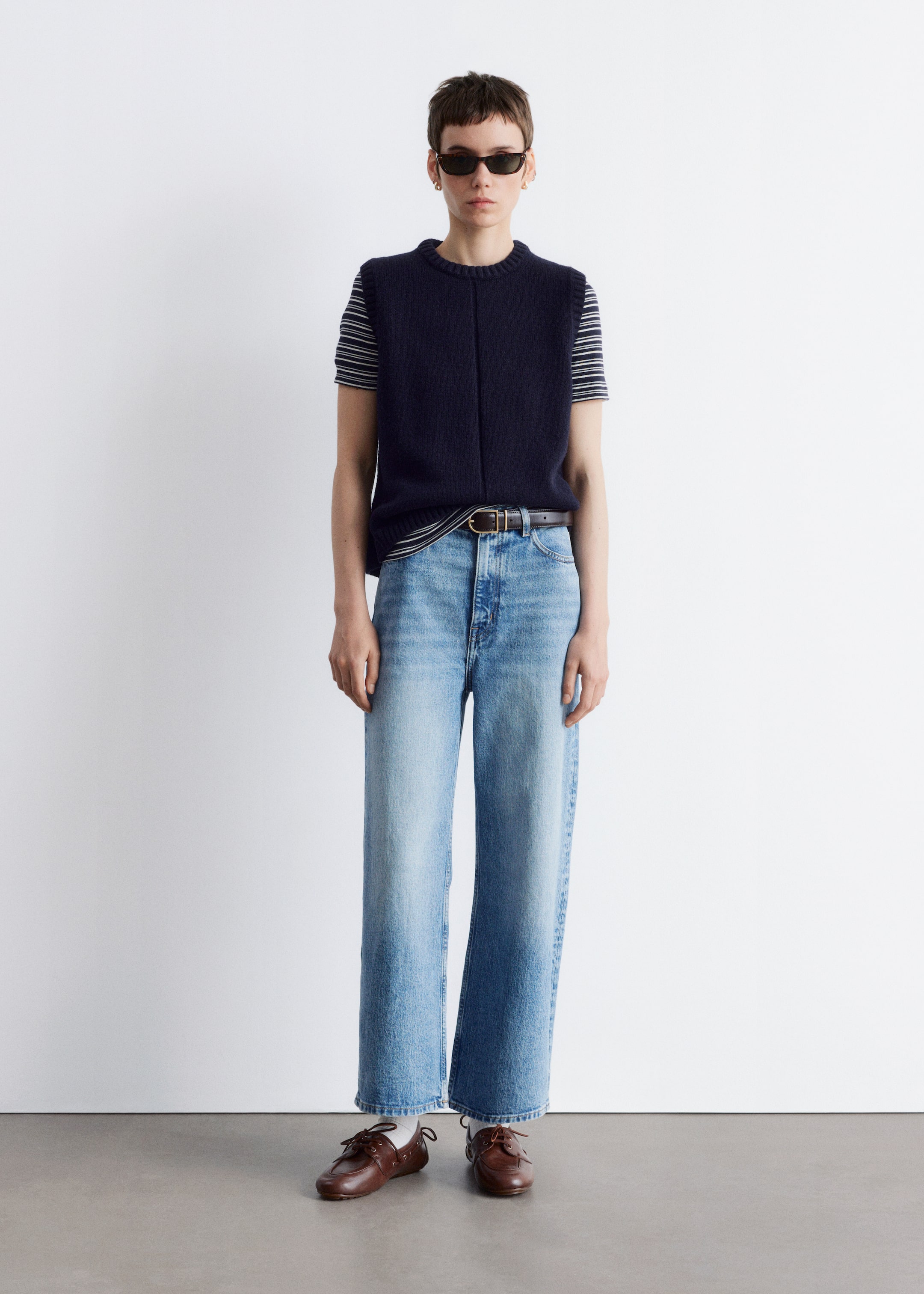View larger image: Knitted Sweater Vest - Navy Blue - Ladies | H&M GB 2
