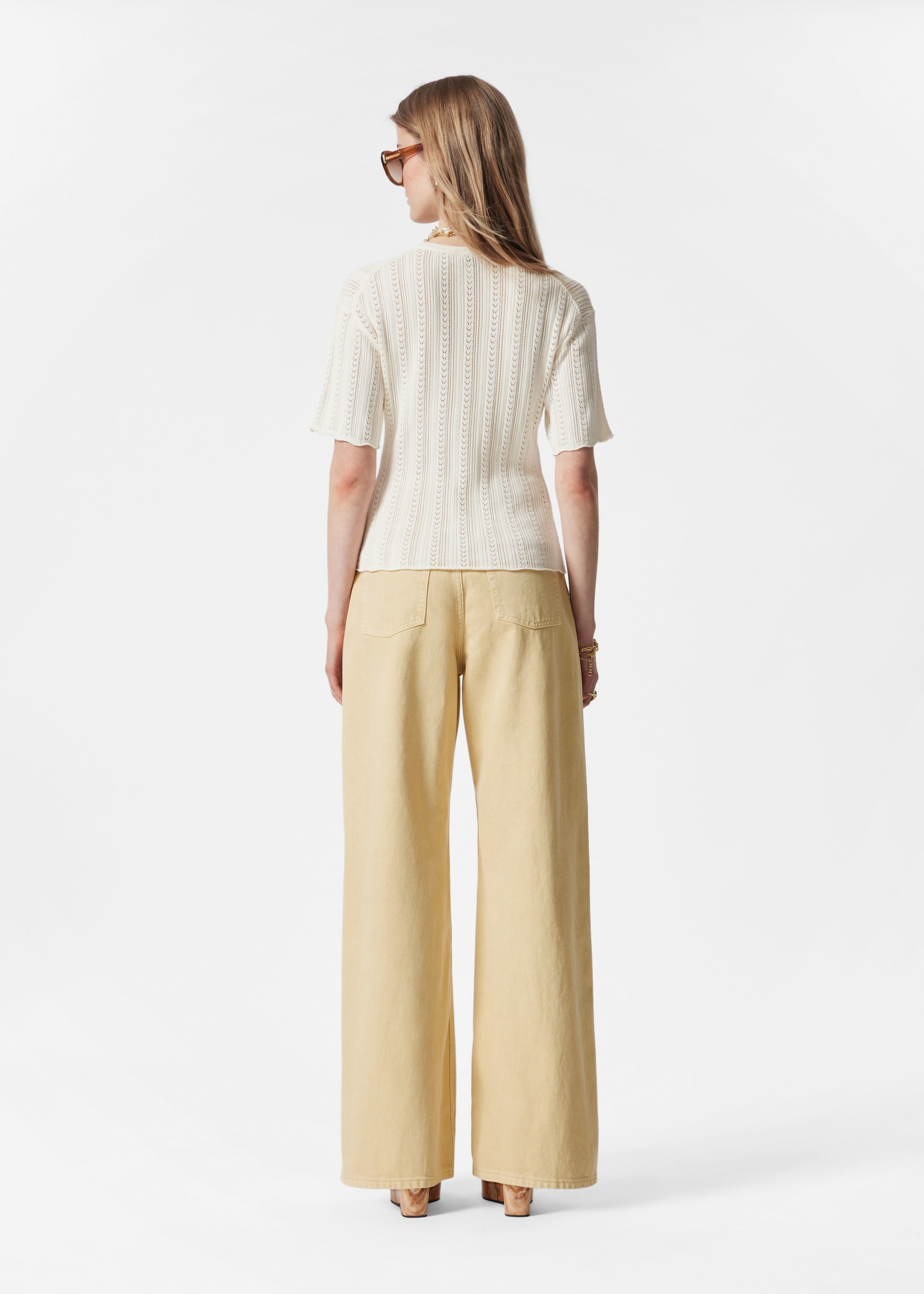 View larger image: Pointelle Knit T-shirt - Cream - Ladies | H&M GB 4