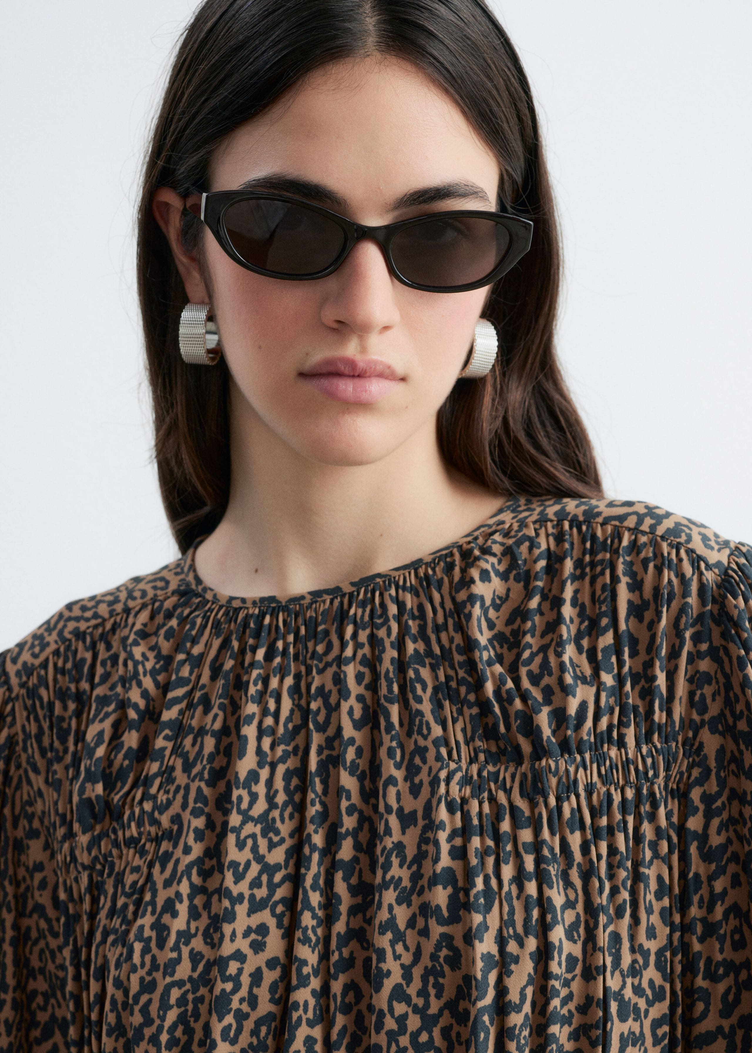 Smock Blouse - Beige/Leopard Print - Still Life