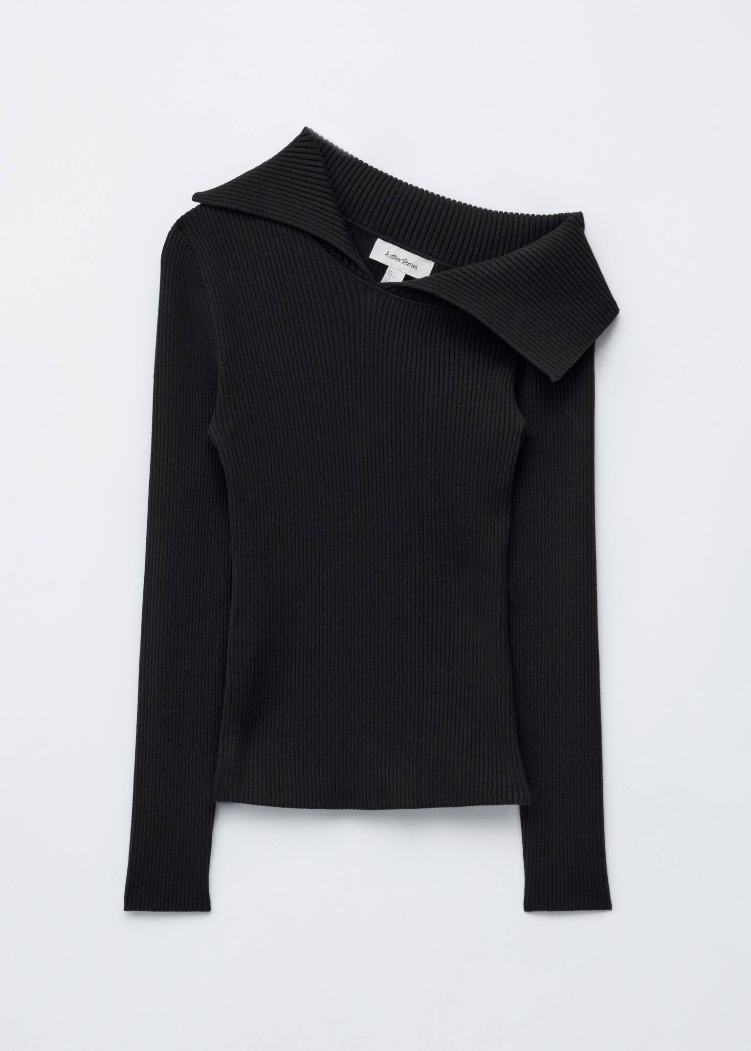 Top Rib-Knit Off-Shoulder - Negru/Alb - 2