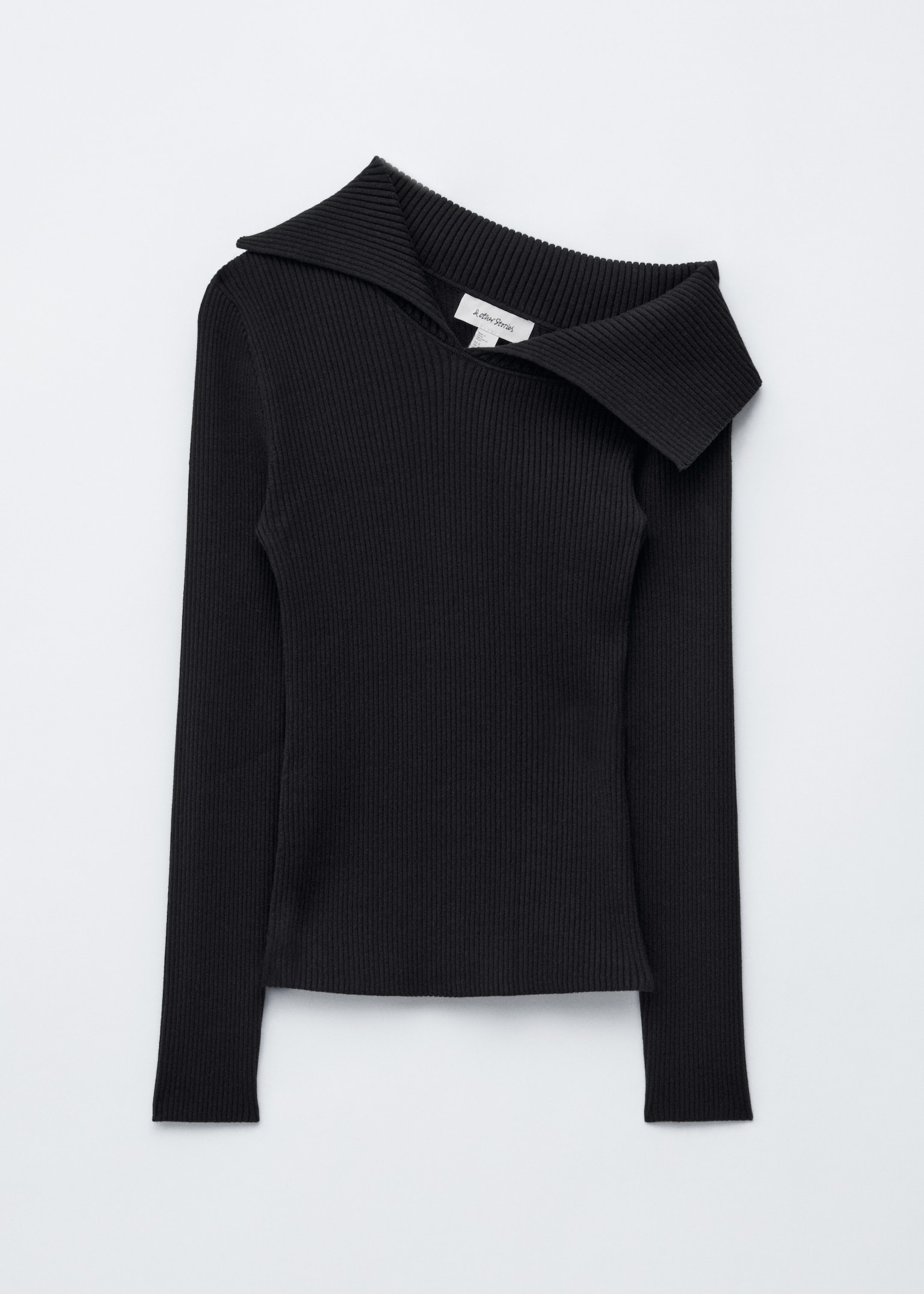 Rib-Knit Off-Shoulder Top - Black - 2