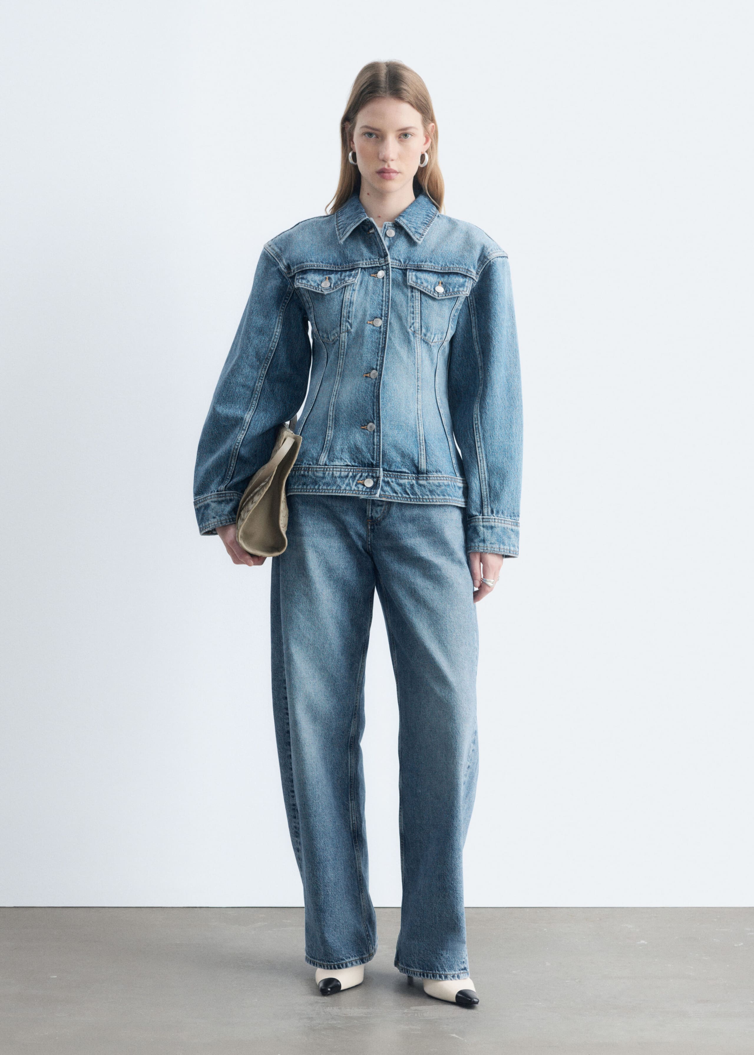 Sculpted Denim Jacket - Washed Mid Blue - Lookbook