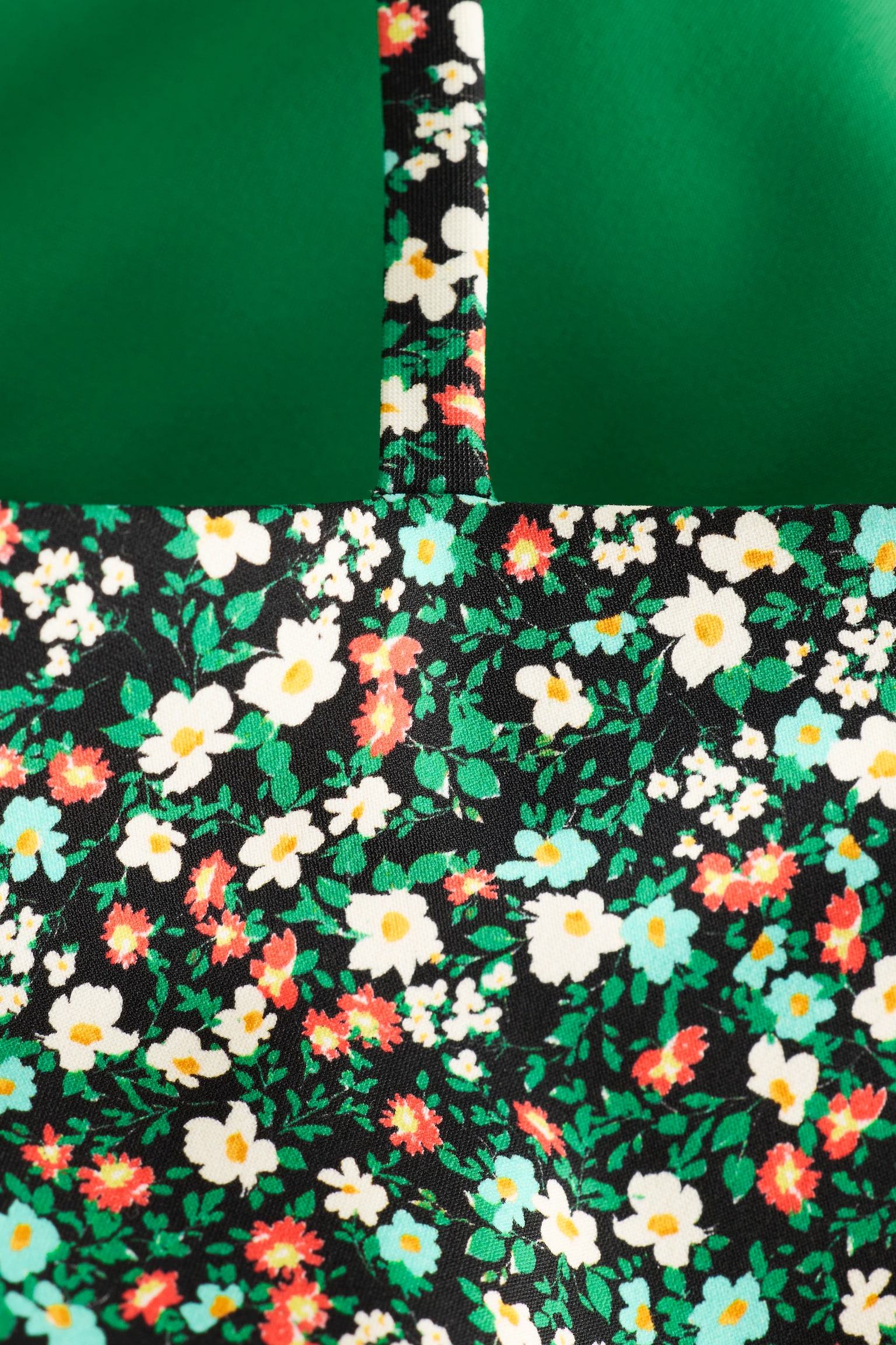 Costume da bagno con spalline annodate - Nero/Motivo floreale - 7