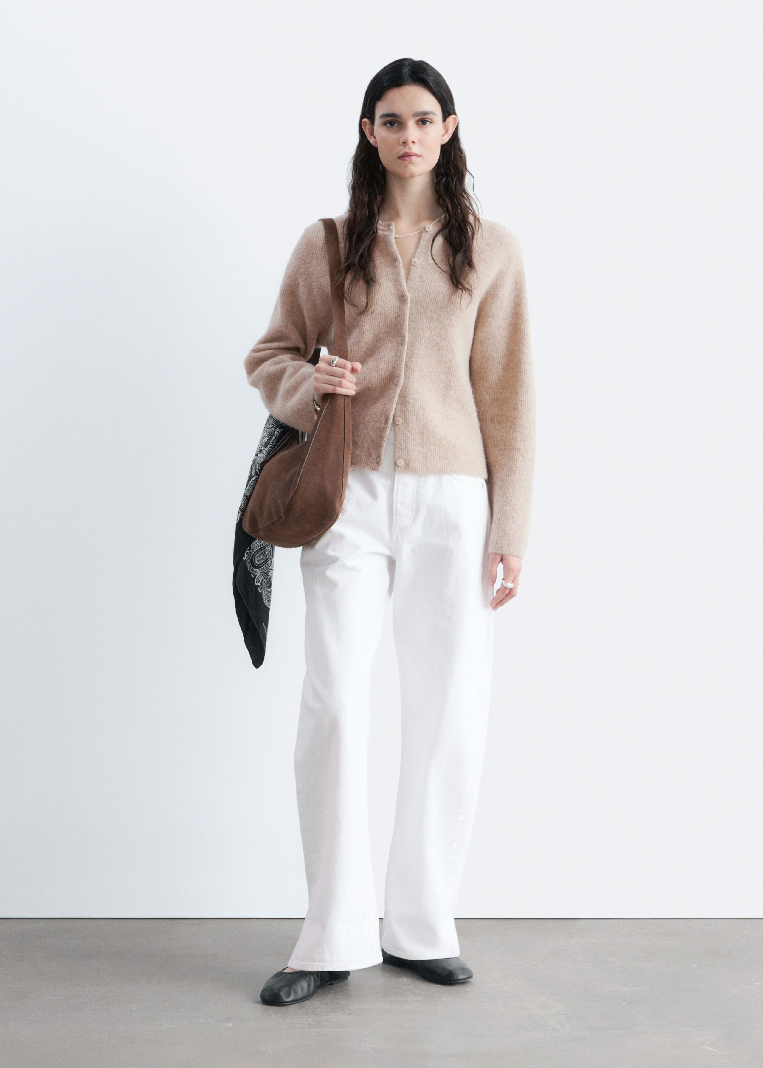 Strickjacke aus Alpaka-Mix - Beige - Lookbook