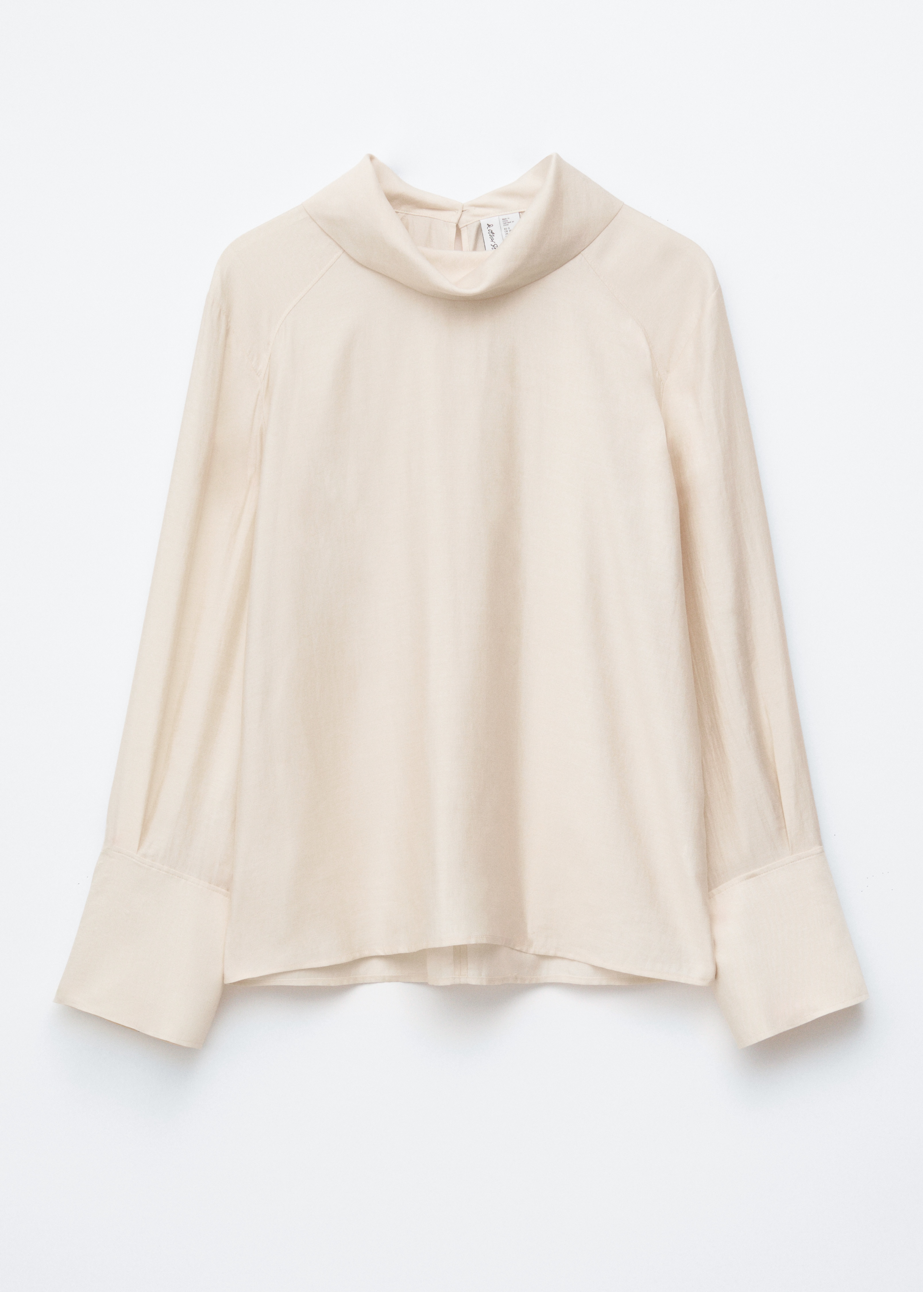 Blusa con colletto alto ripiegato - Bianco sporco