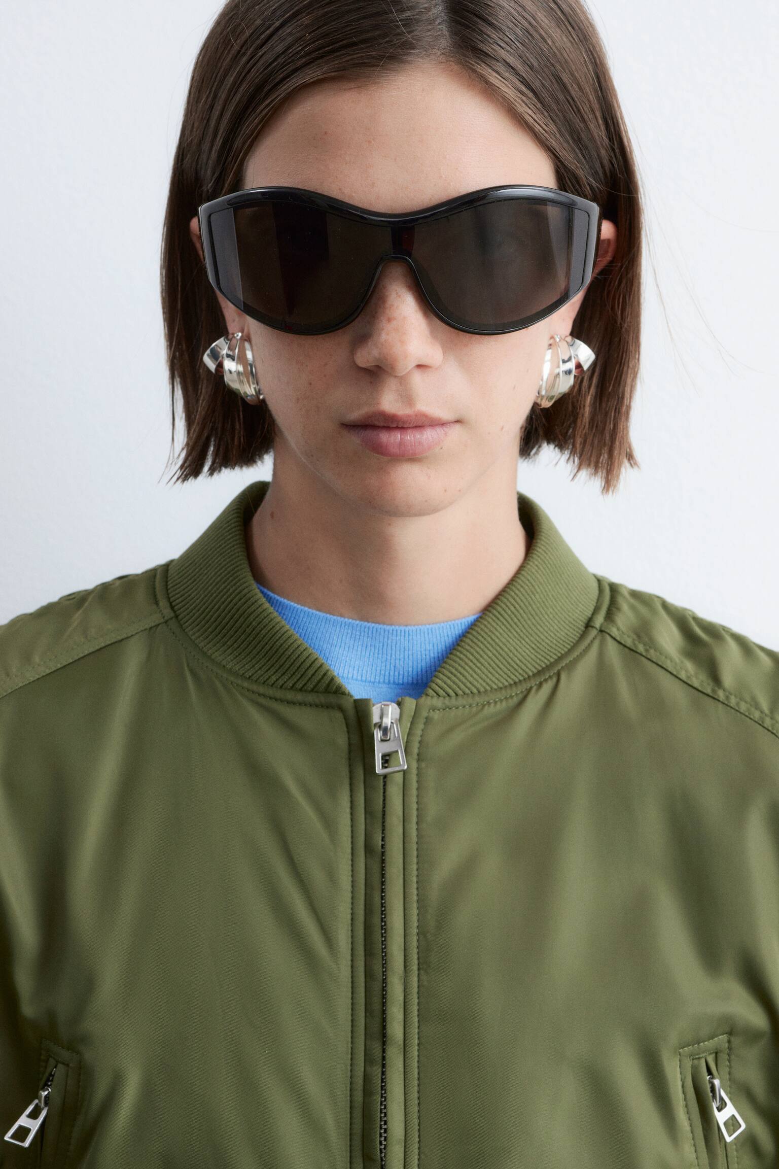 Скъсено бомбър яке-Каки зелено - 2