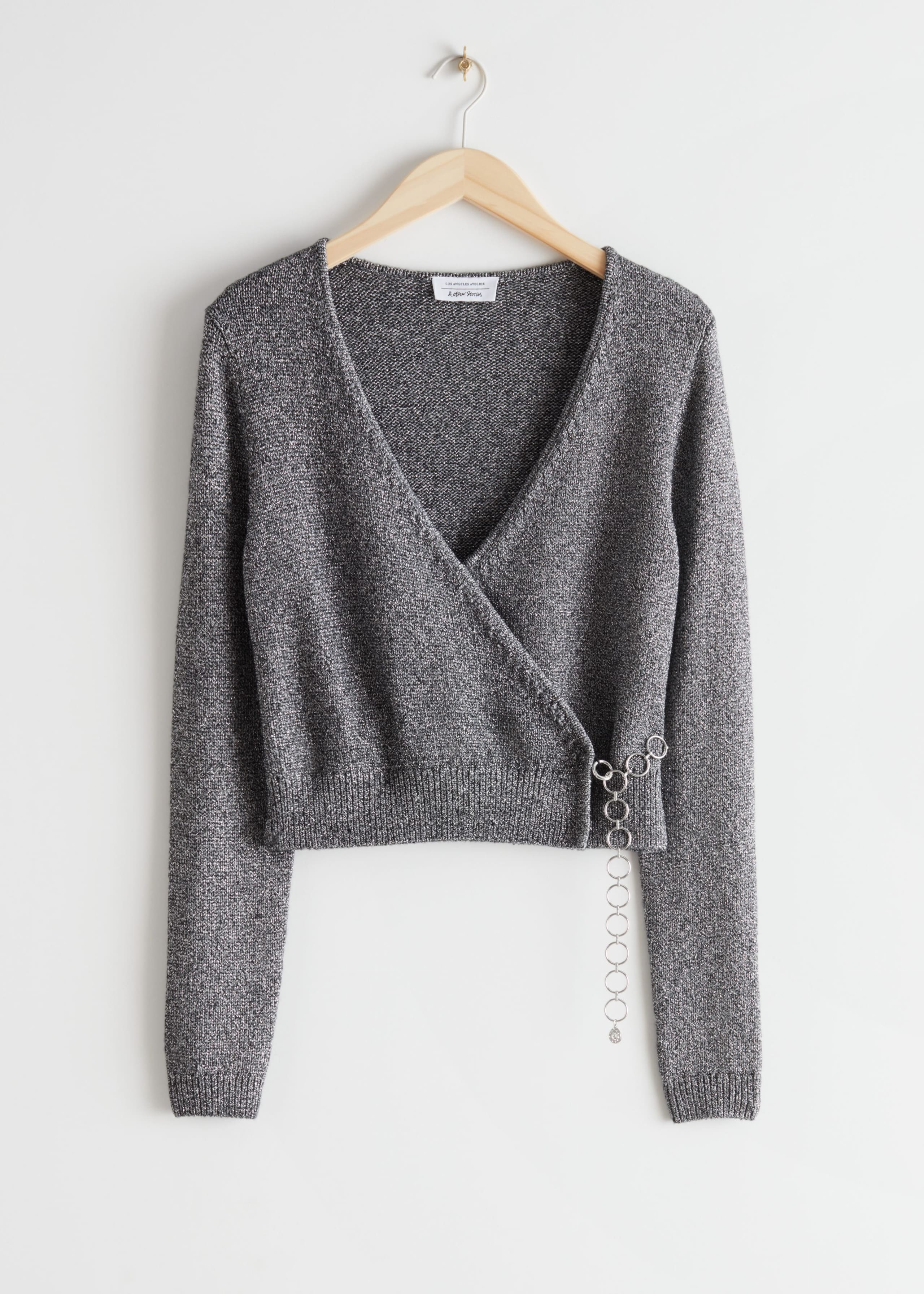 Chain Belt Wrap Top - Grey Glitter - Still Life