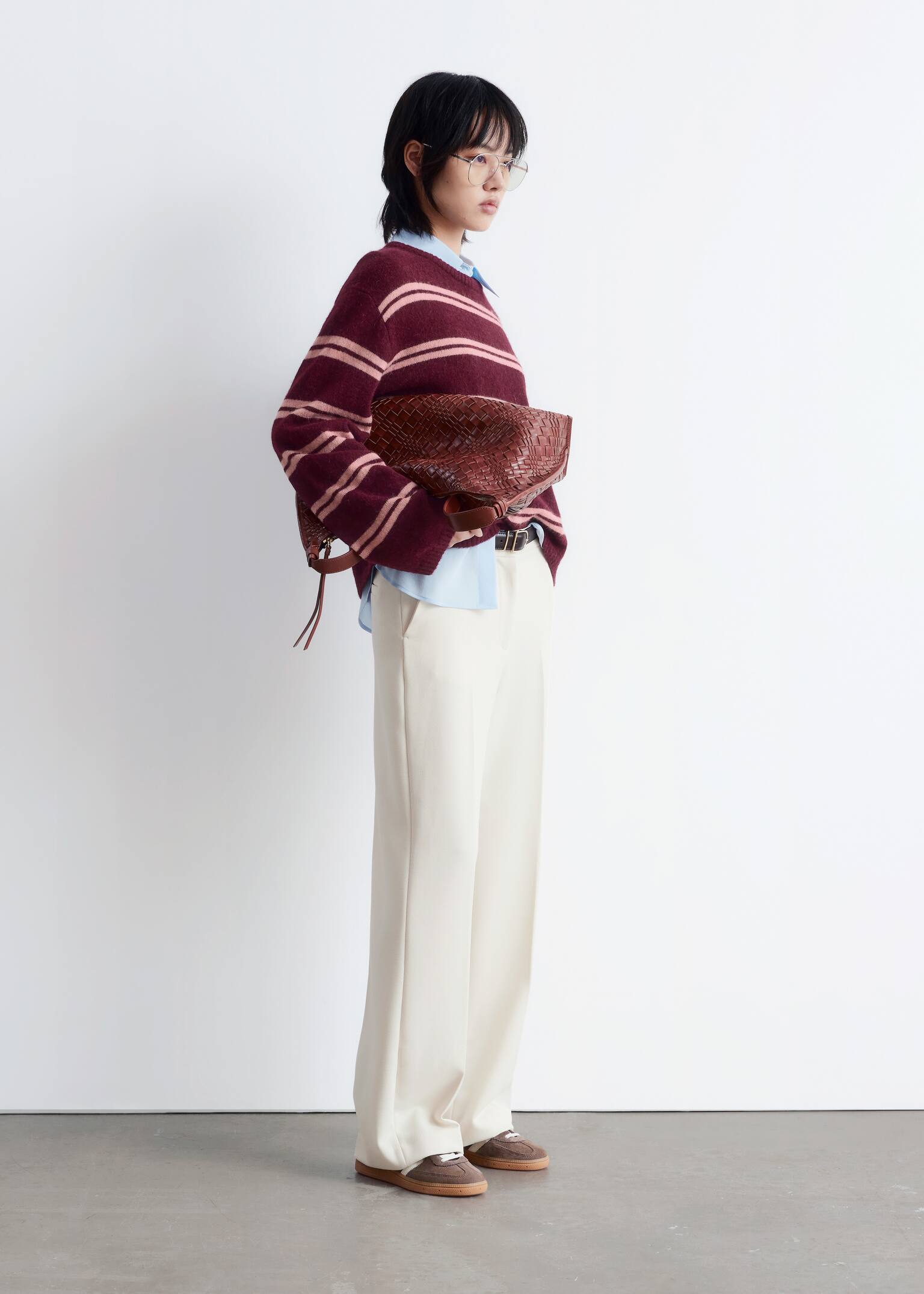 Wide Press-Crease Trousers - Krém/Sötétbarna/Fekete/Khaki/Navy/Sötétvörös - 5