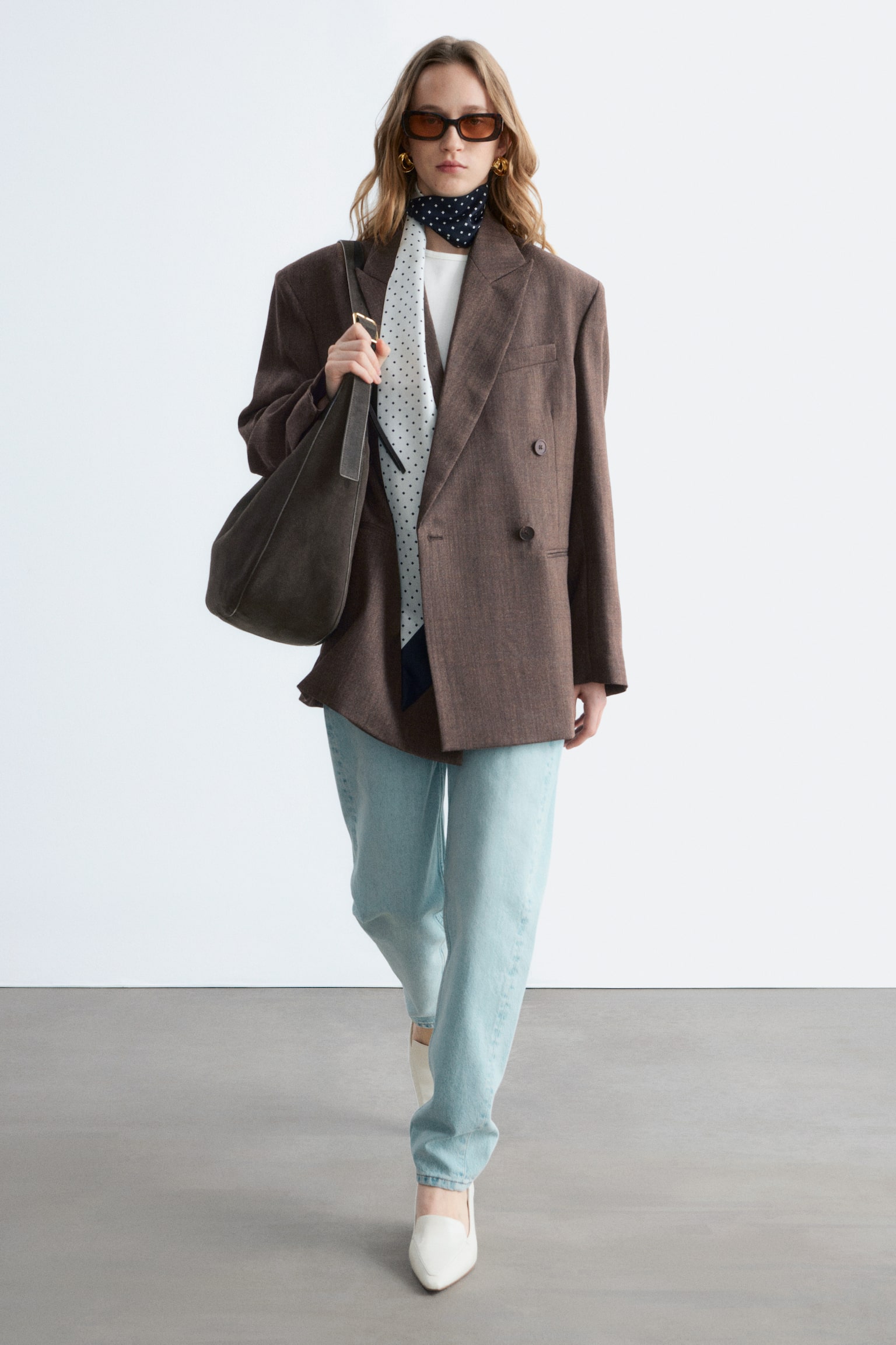 Blazer de trespasse em lã - Castanho escuro - 8