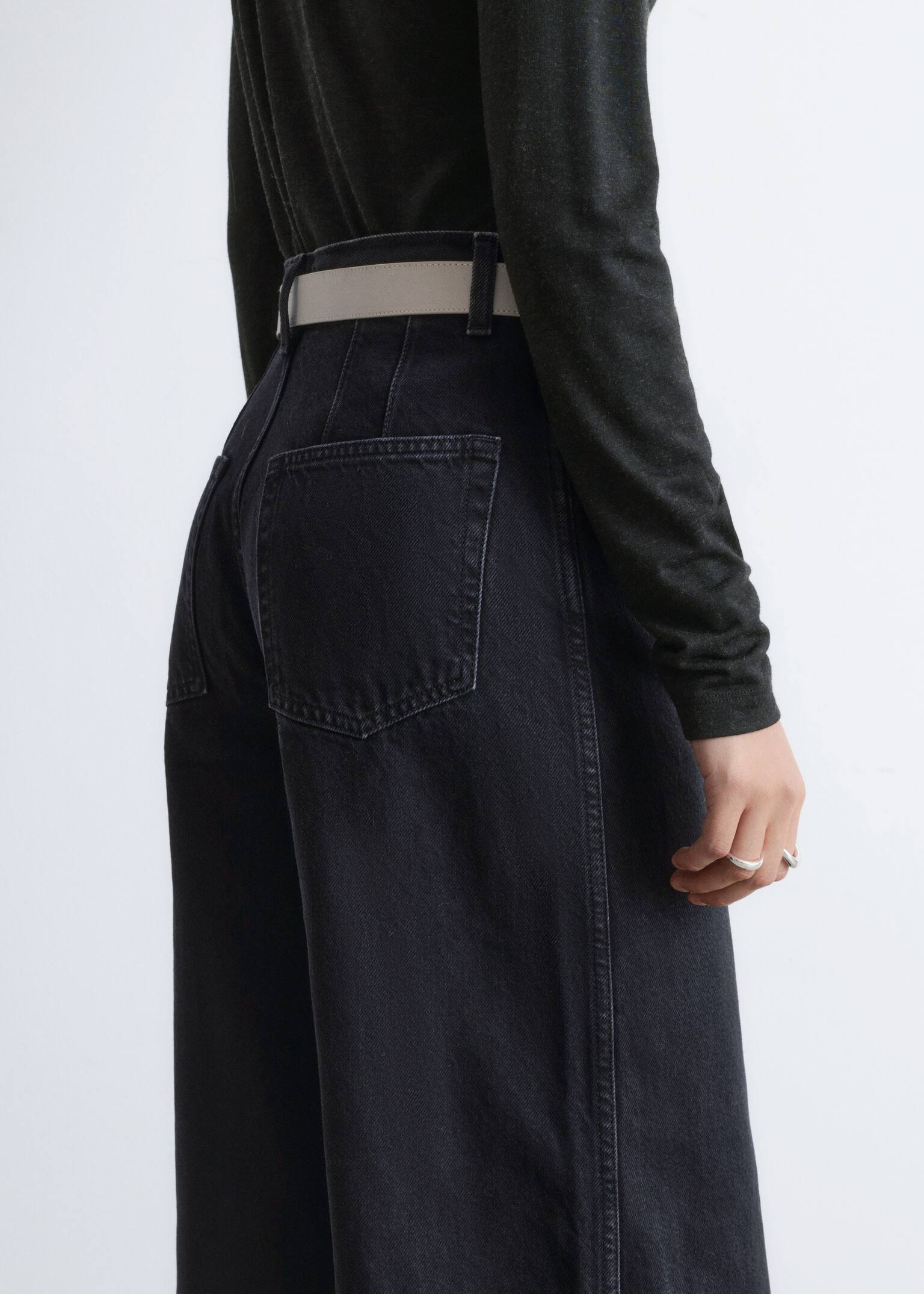 Long Wide-Leg Jeans - Washed Black/Blue - 5