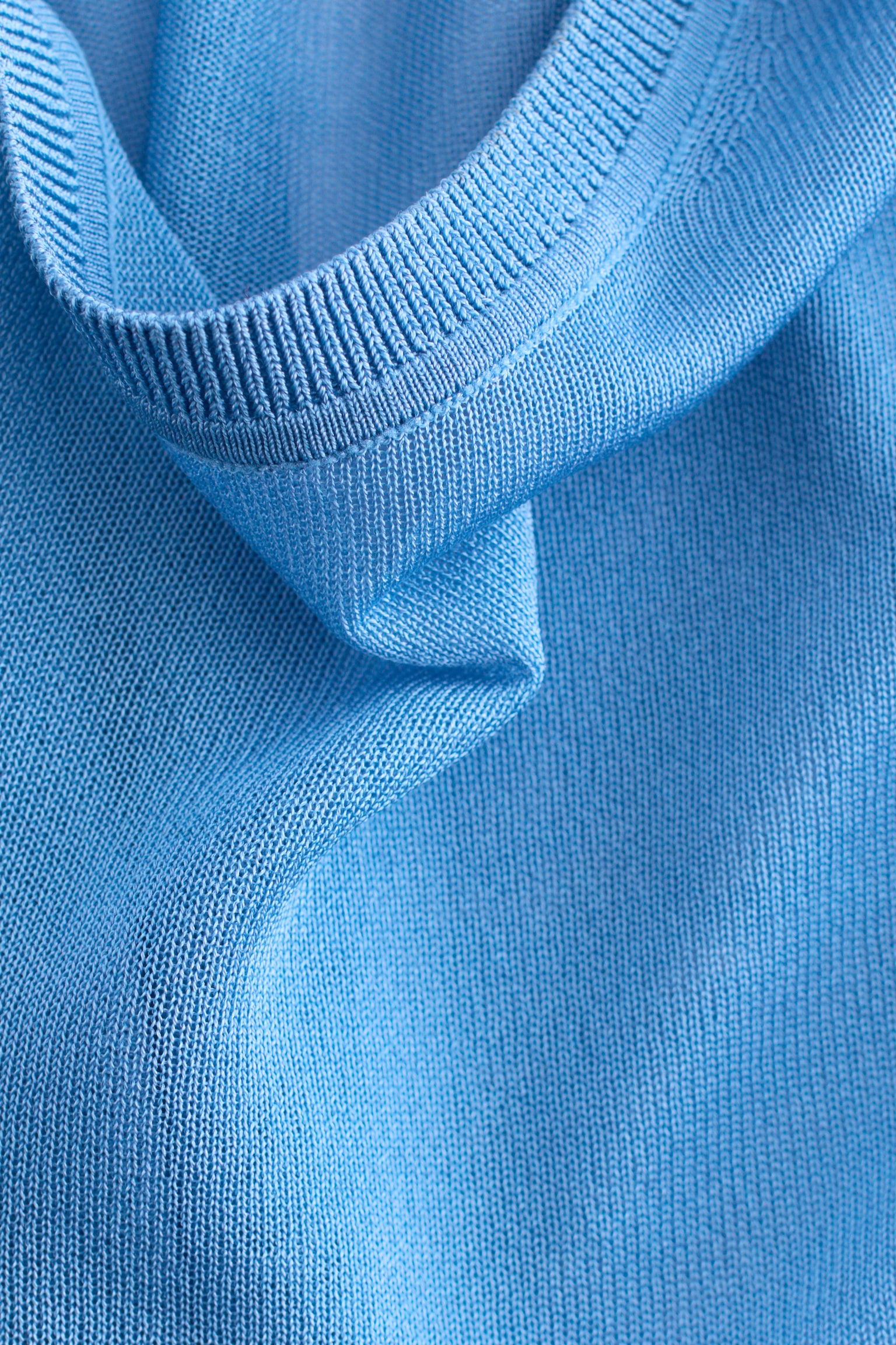 Maglia velata con lavorazione fine - Blu cielo/Beige - 2