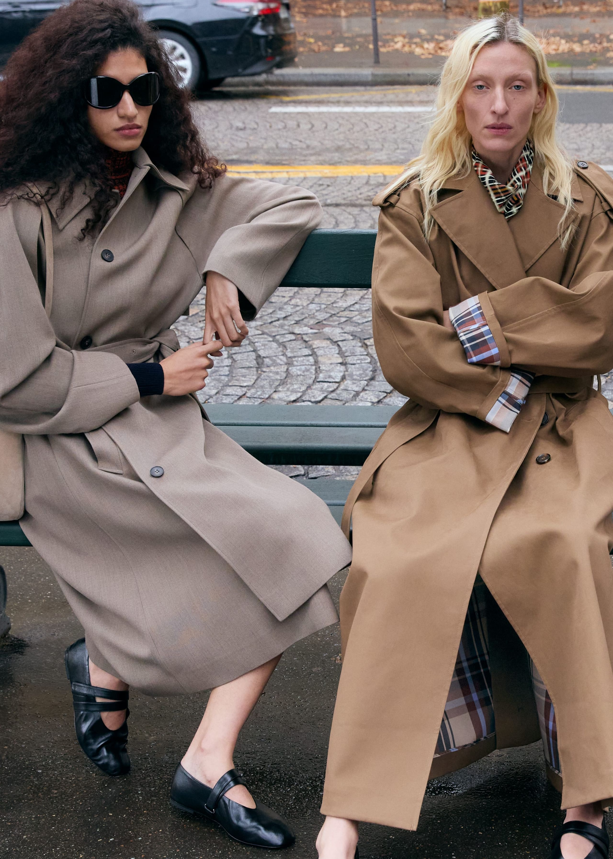 Image of Tie-Belt Wool Trench Coat