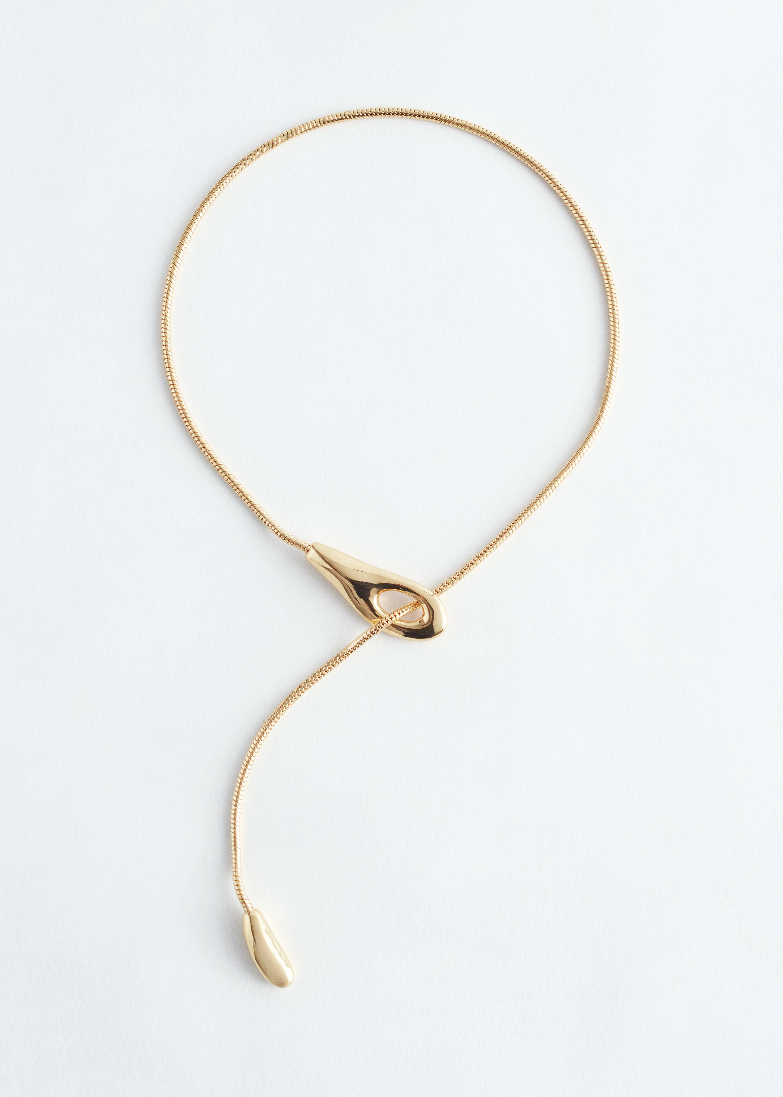 Náhrdelník s hadím řetízkem ve stylu lariat - Zlatá