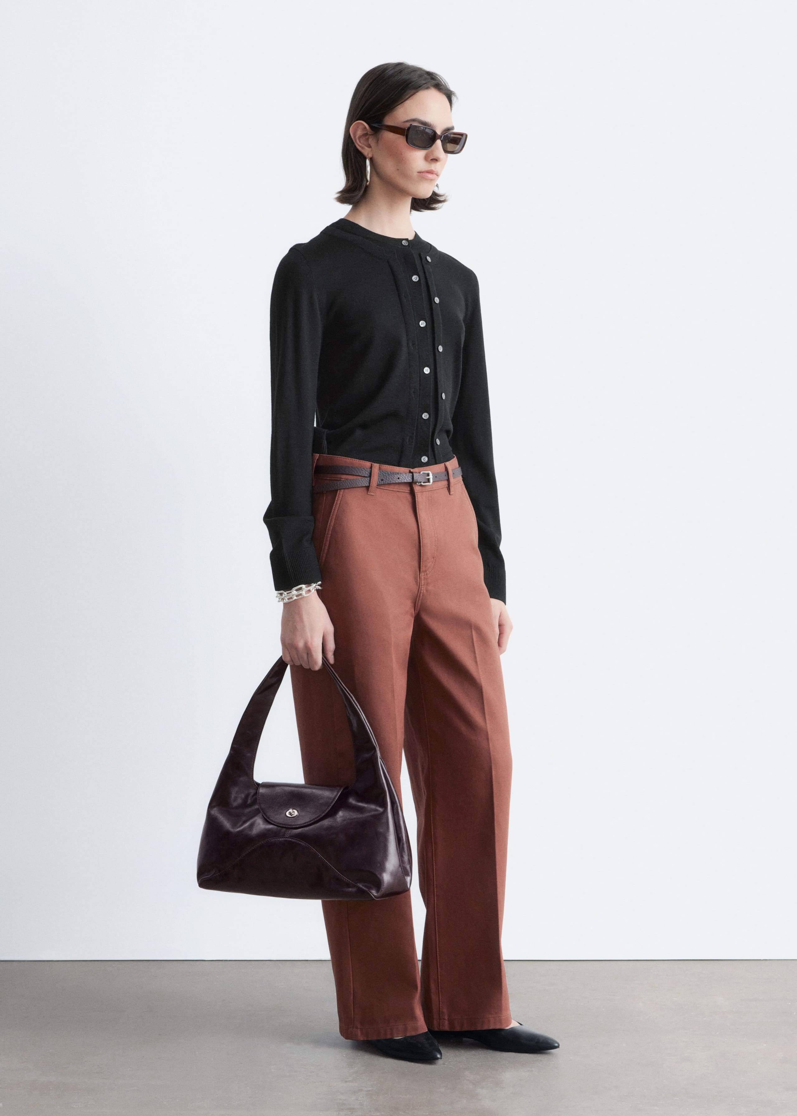 Image of Wide-Leg Cotton Trousers