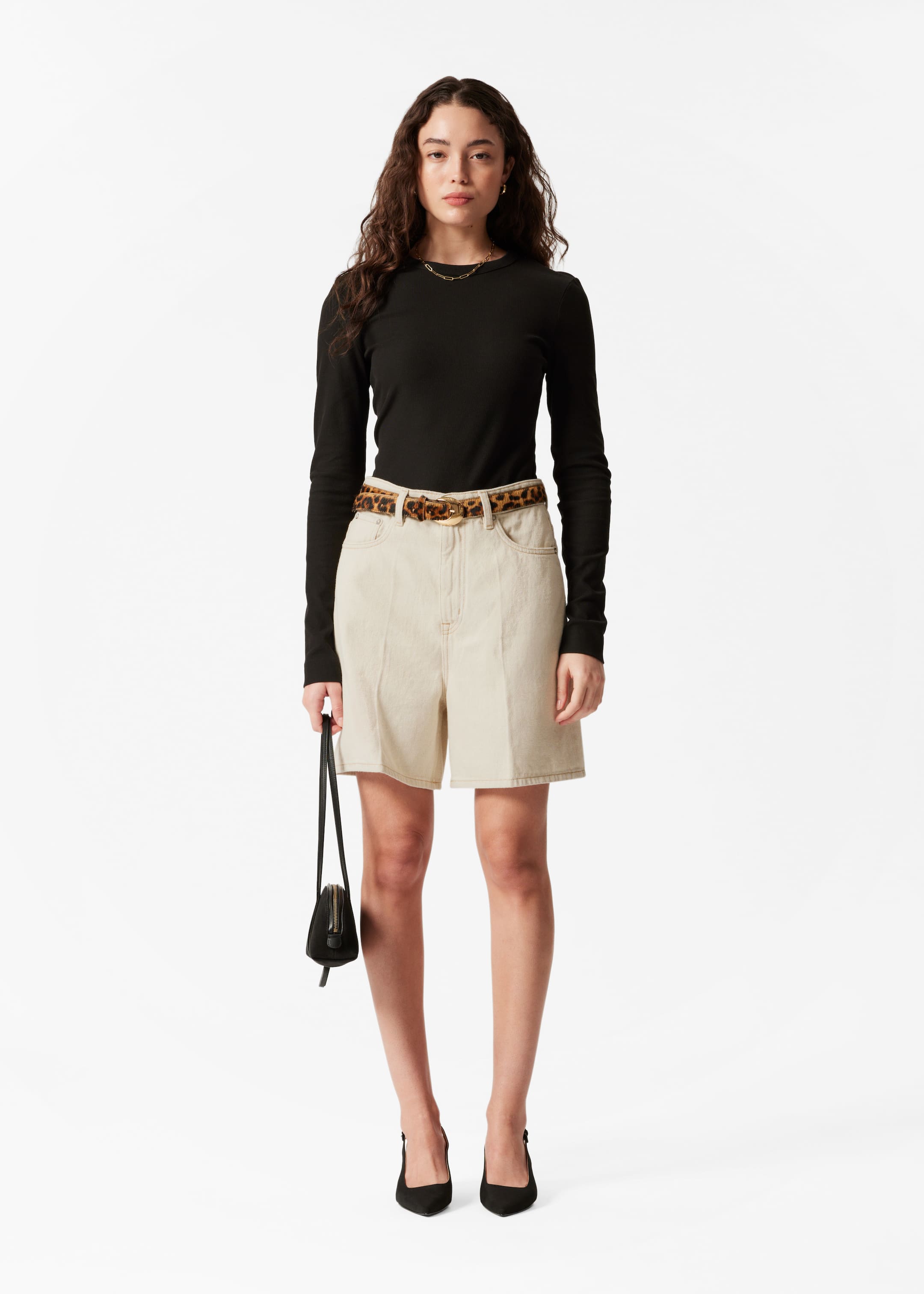 Visualizza immagine più grande: Shorts in denim a gamba larga - Beige - DONNA | H&M IT 1