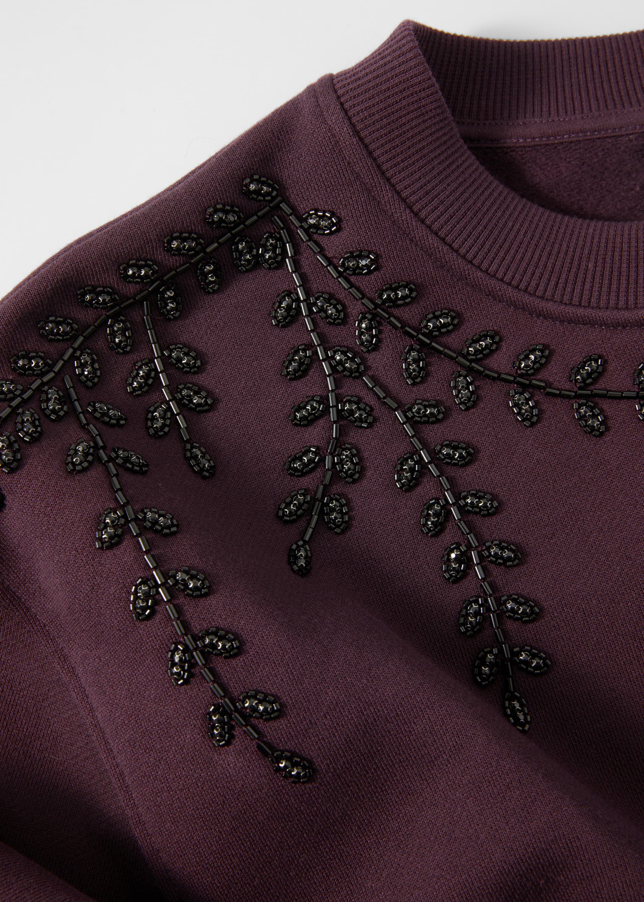 View larger image: Rhinestone-Embroidered Sweatshirt - Burgundy - Ladies | H&M GB 2