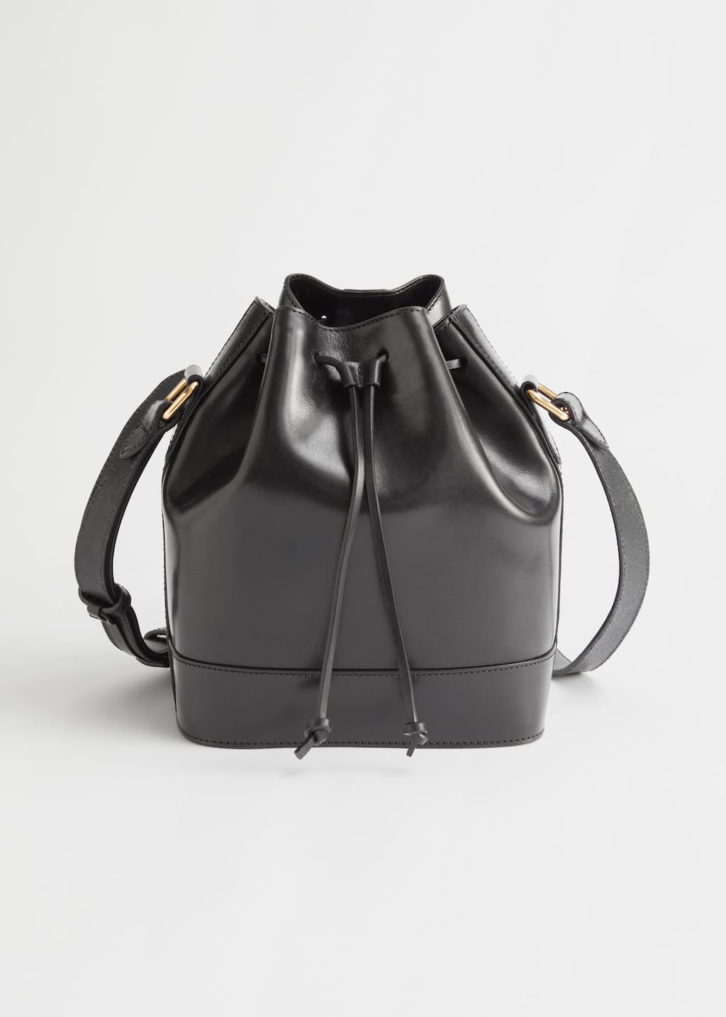 Topstitched Leather Bucket Bag