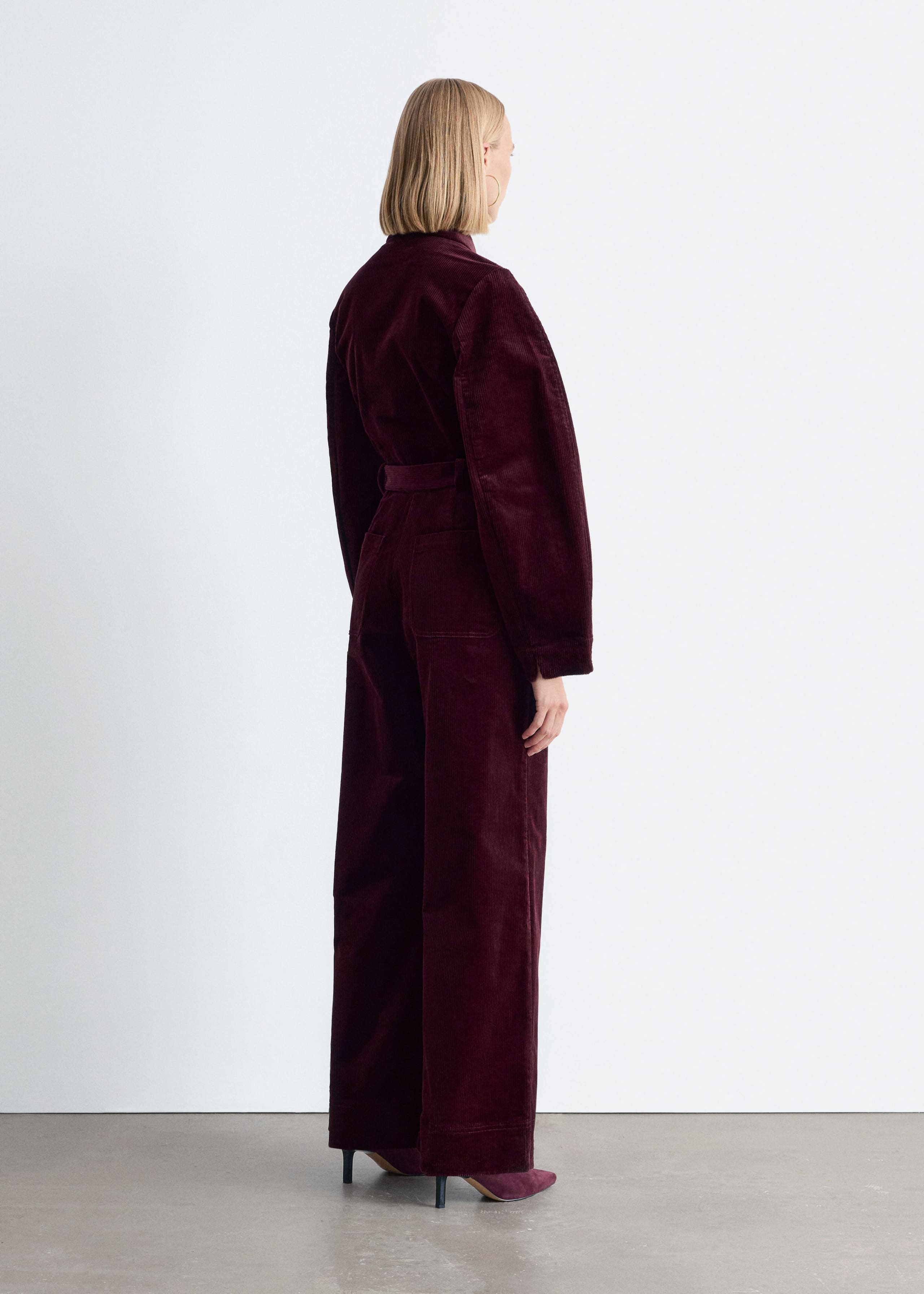 Image of Belted Corduroy Jumpsuit
