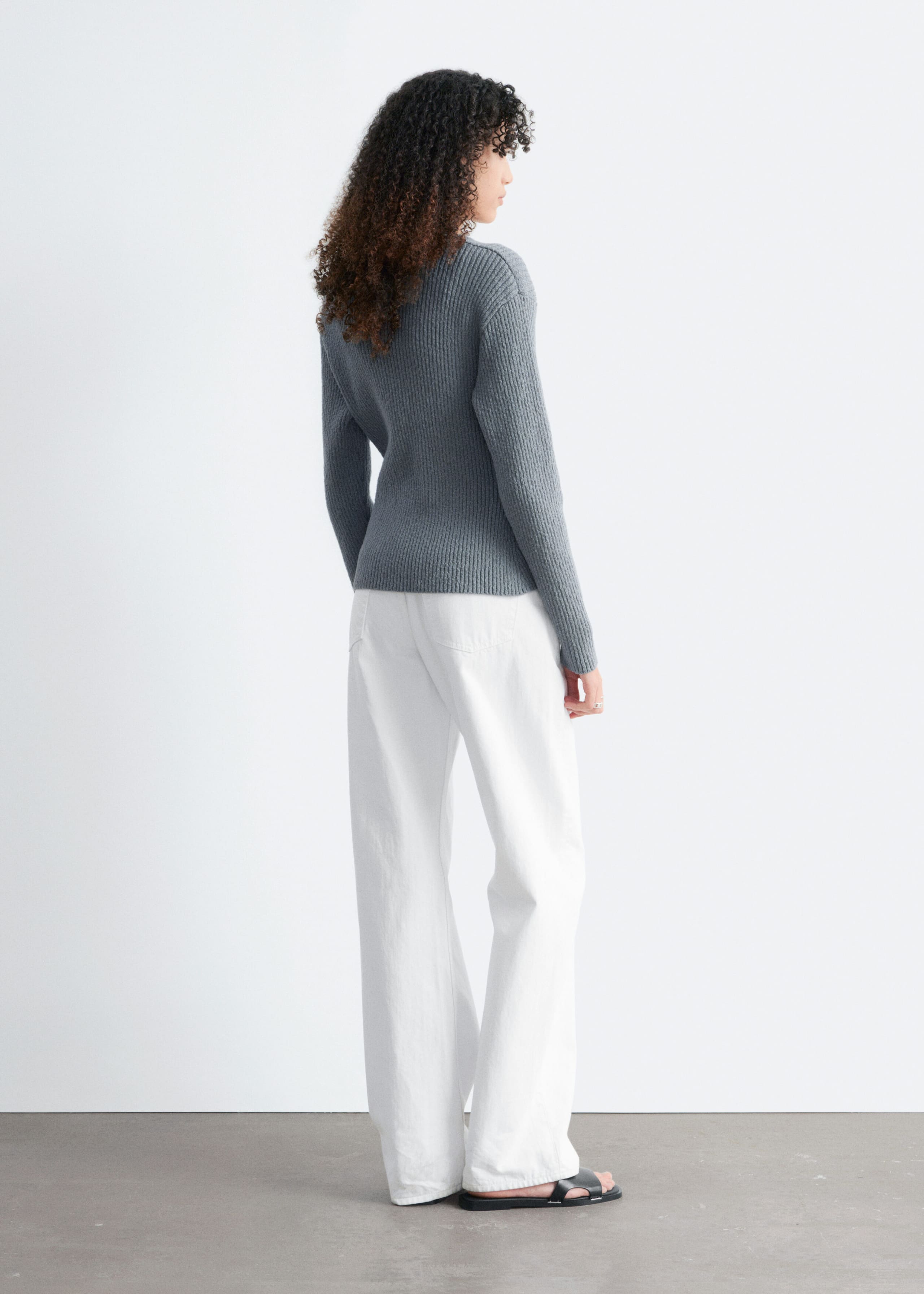 Ribbed Cotton Cardigan - White - Lookbook