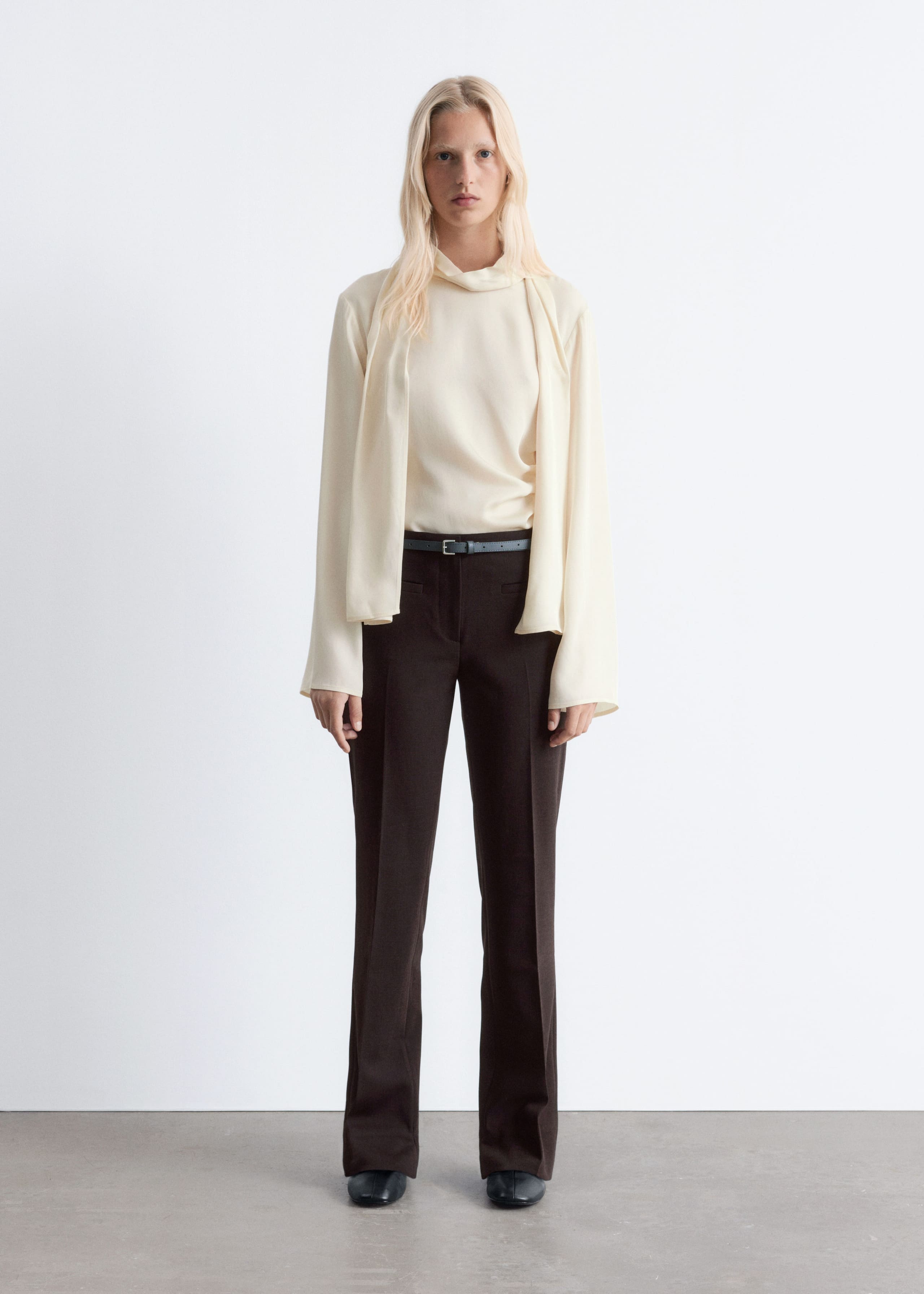 Pantalon habillé à plis marqués - Marron Clair - Lookbook