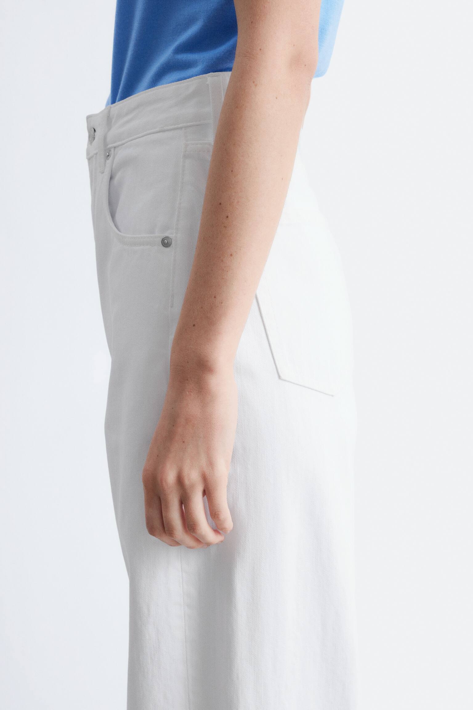 Barrel-Leg Jeans-Бял - 6