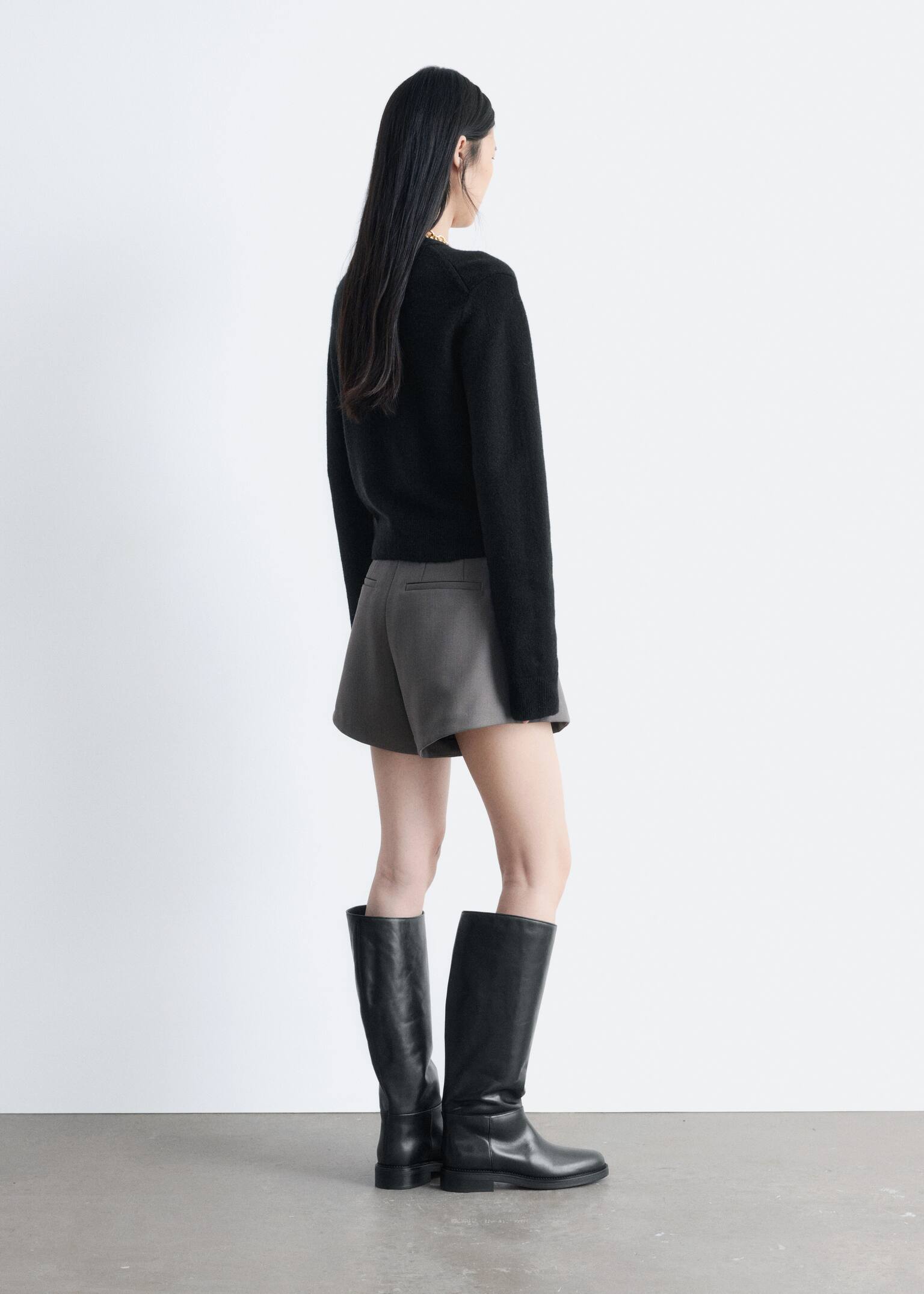 סוודר מתערובת צמר - שחור/אדום/אפור-בז’ מלנג’ בהיר - 3