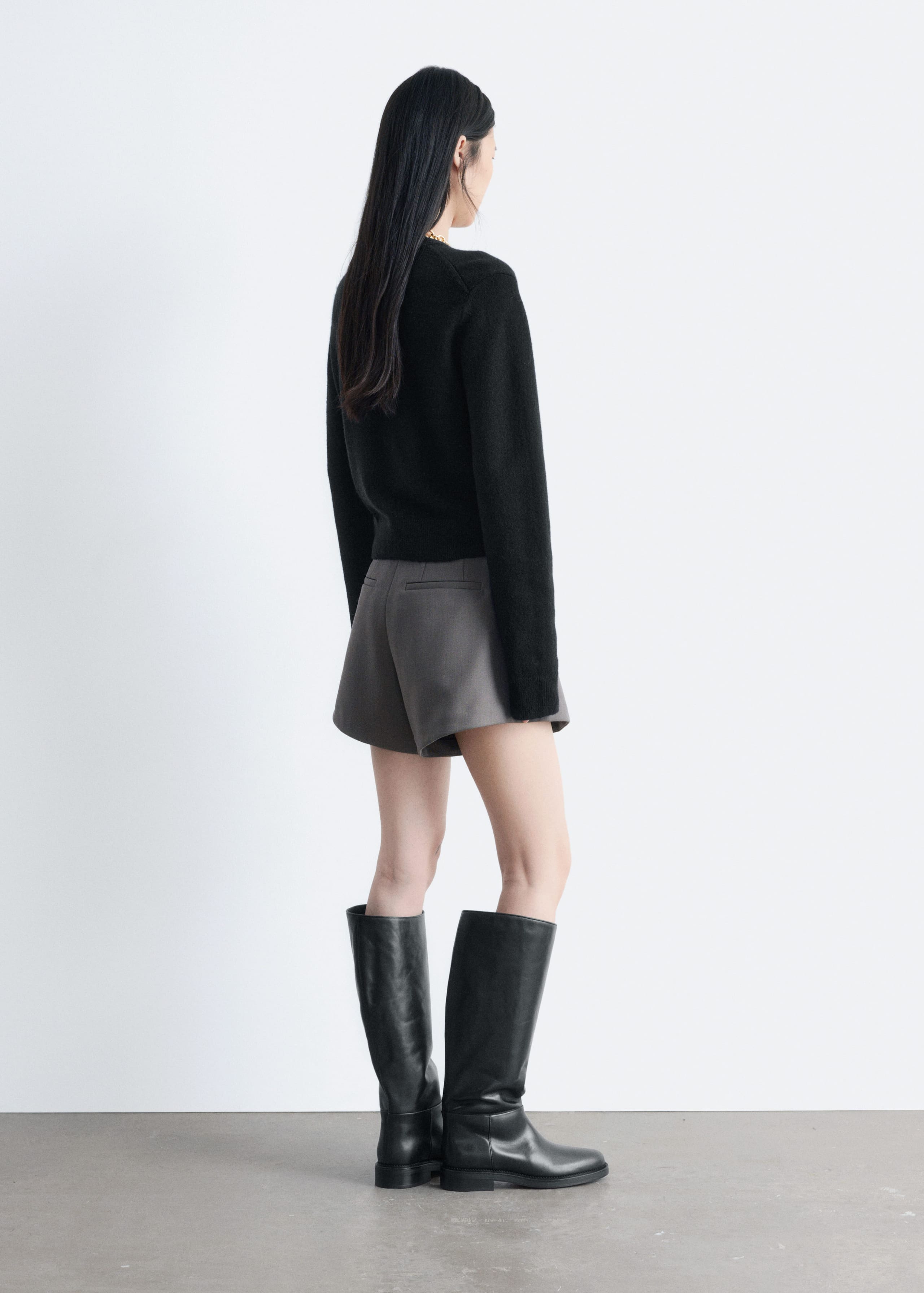 Knitted Wool Jumper - Light Blue Melange - Lookbook