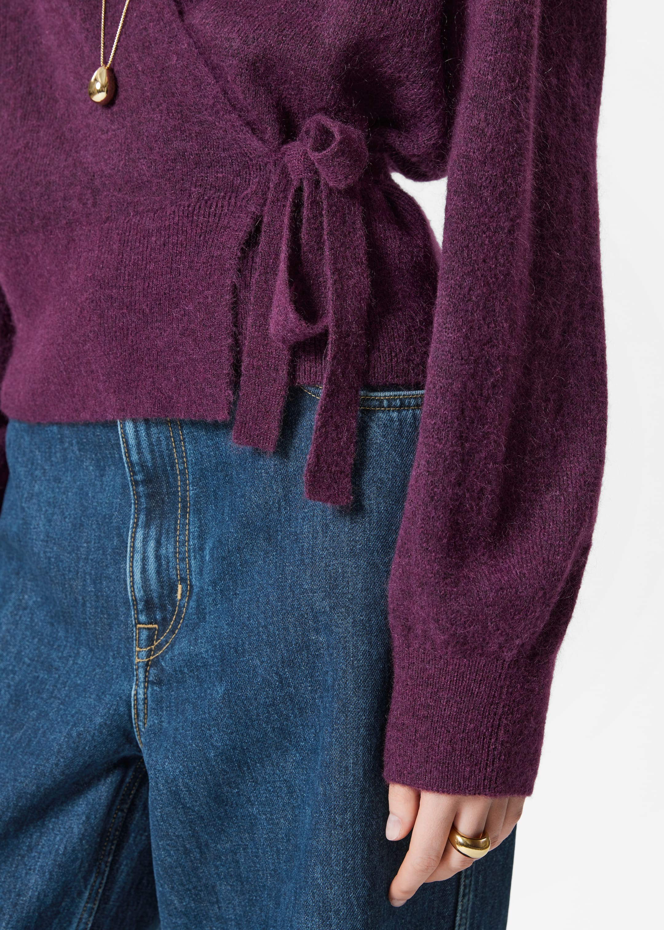 Ver imagem maior: Casaco de malha envolvente - Ameixa - SENHORA | H&M PT 2