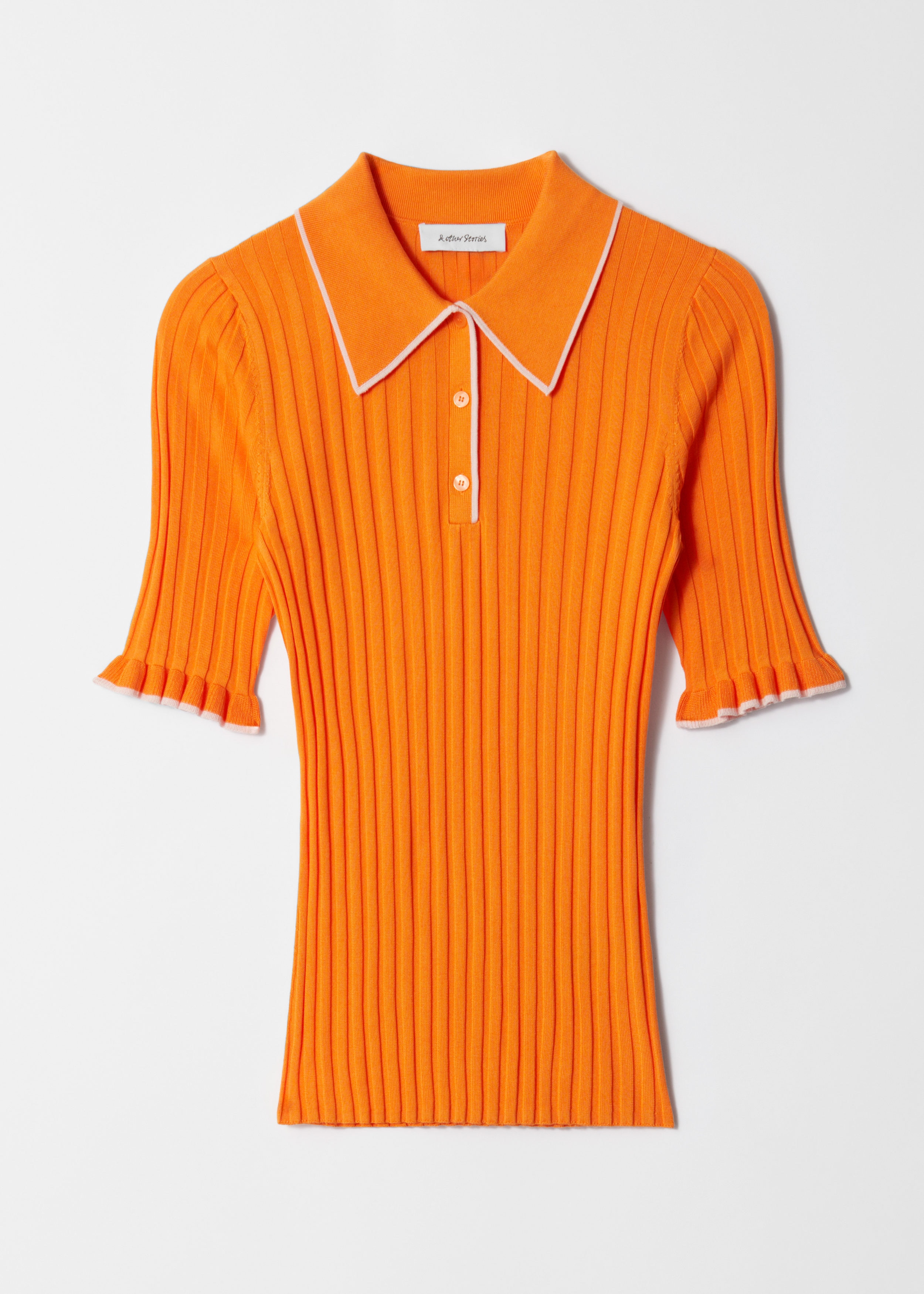 Rib-Knit Polo Shirt - Orange - Turtlenecks - & Other Stories US