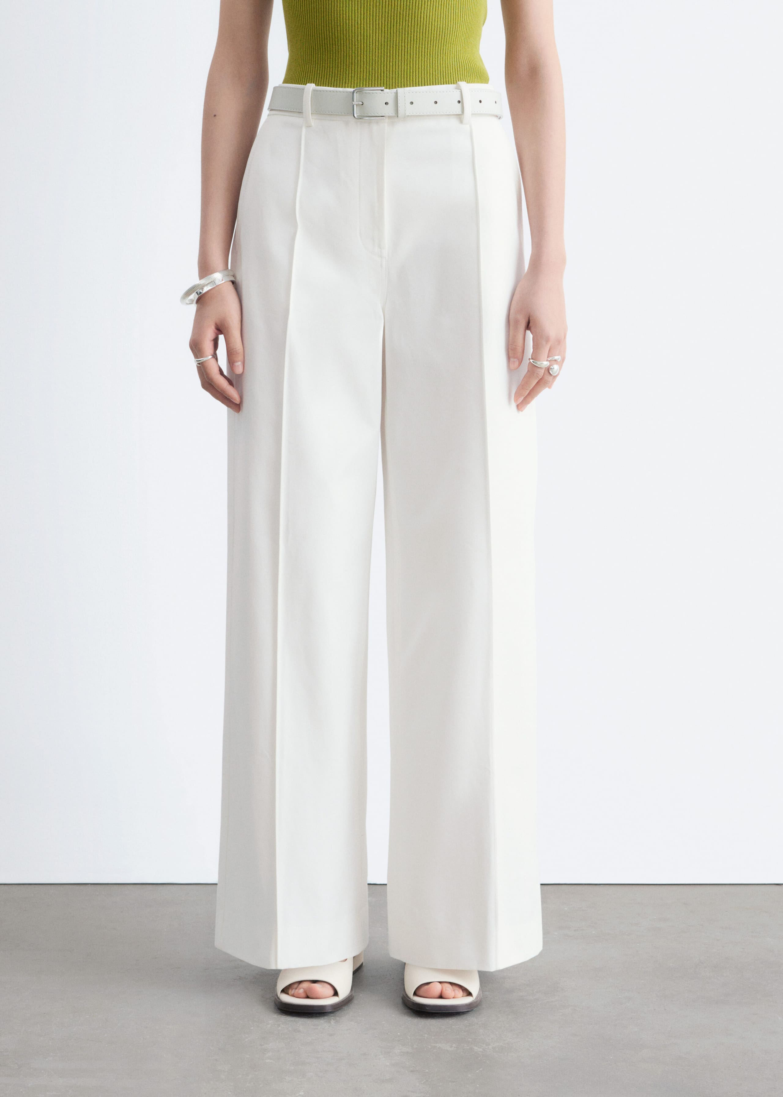 Image of Press-Crease Cotton Trousers