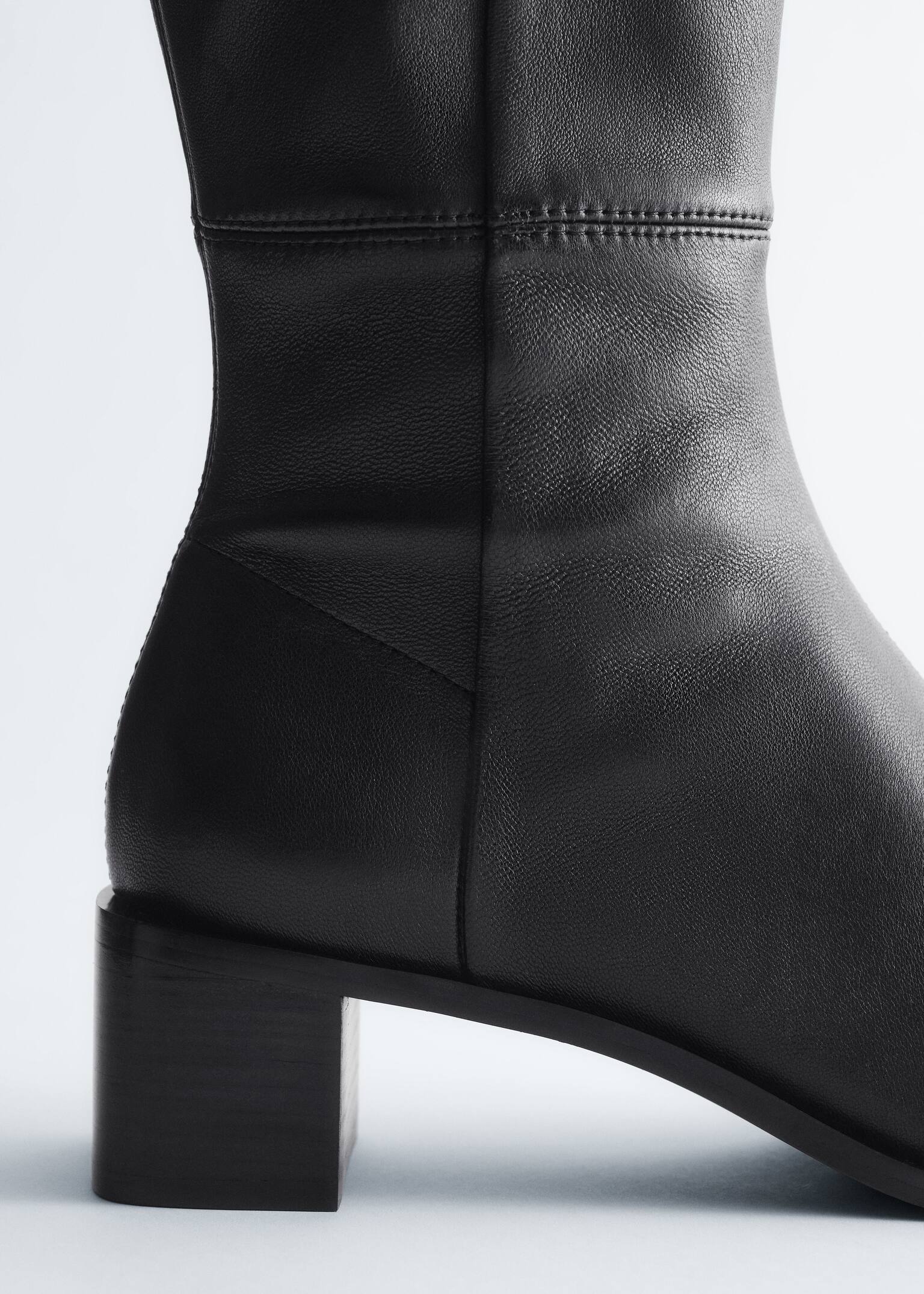 Knæhøje sock-boots i nappa - Sort - 6