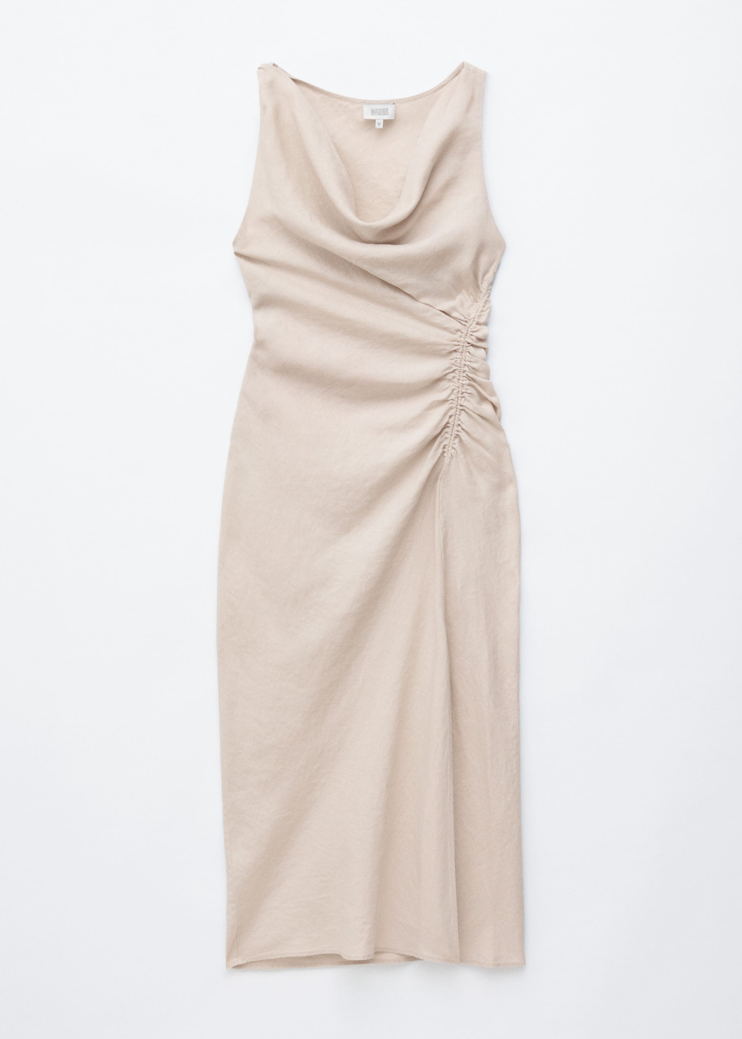 Twist-Strap Linen Midi Dres - Dark Brown - Still Life