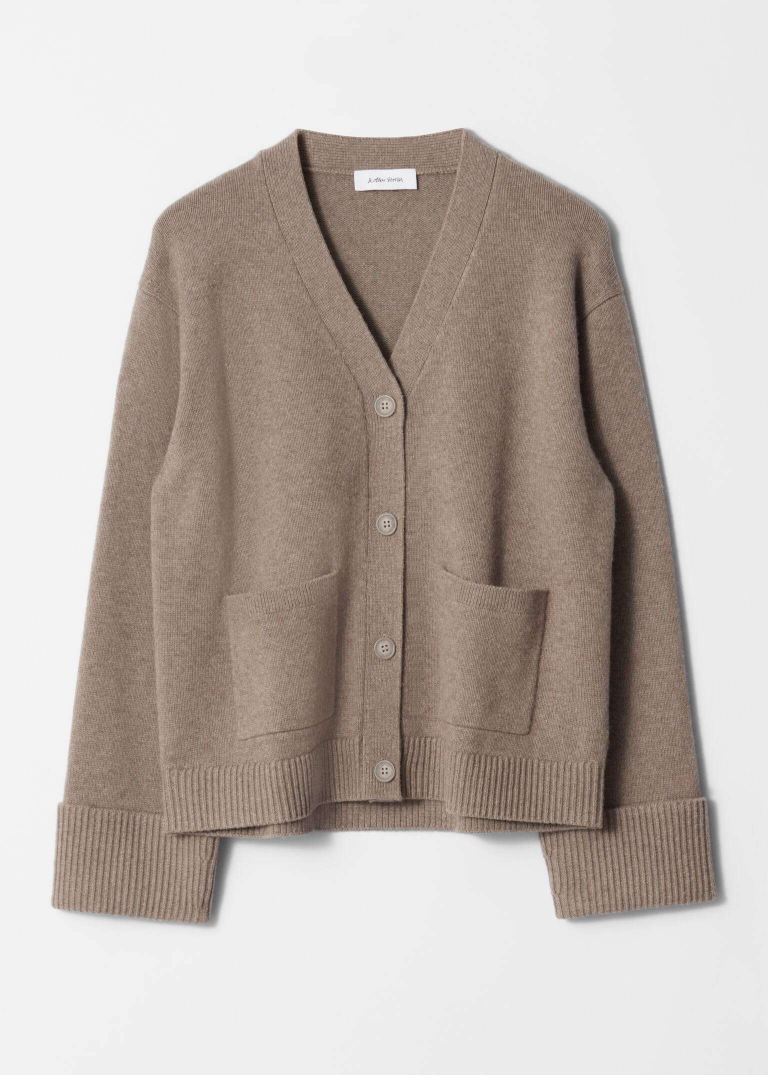 Cardigan cu buzunare aplicate - Mole/Bej