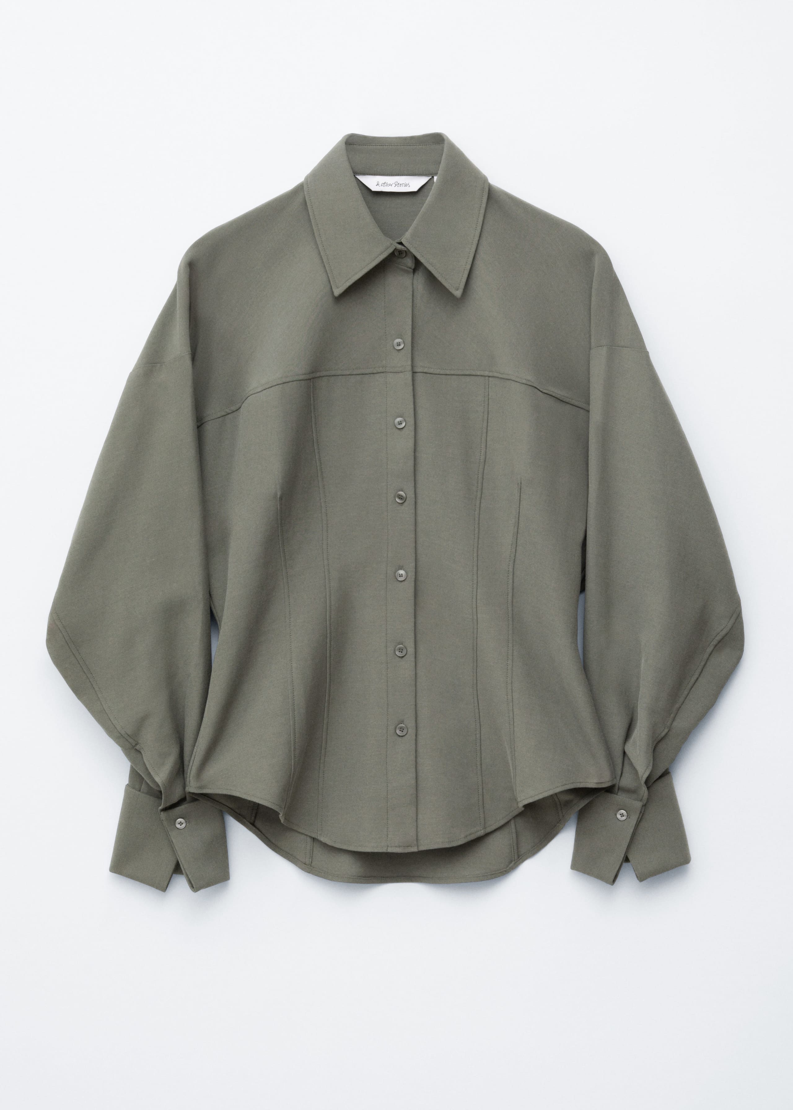 Image of Camicia affusolata con maniche a palloncino