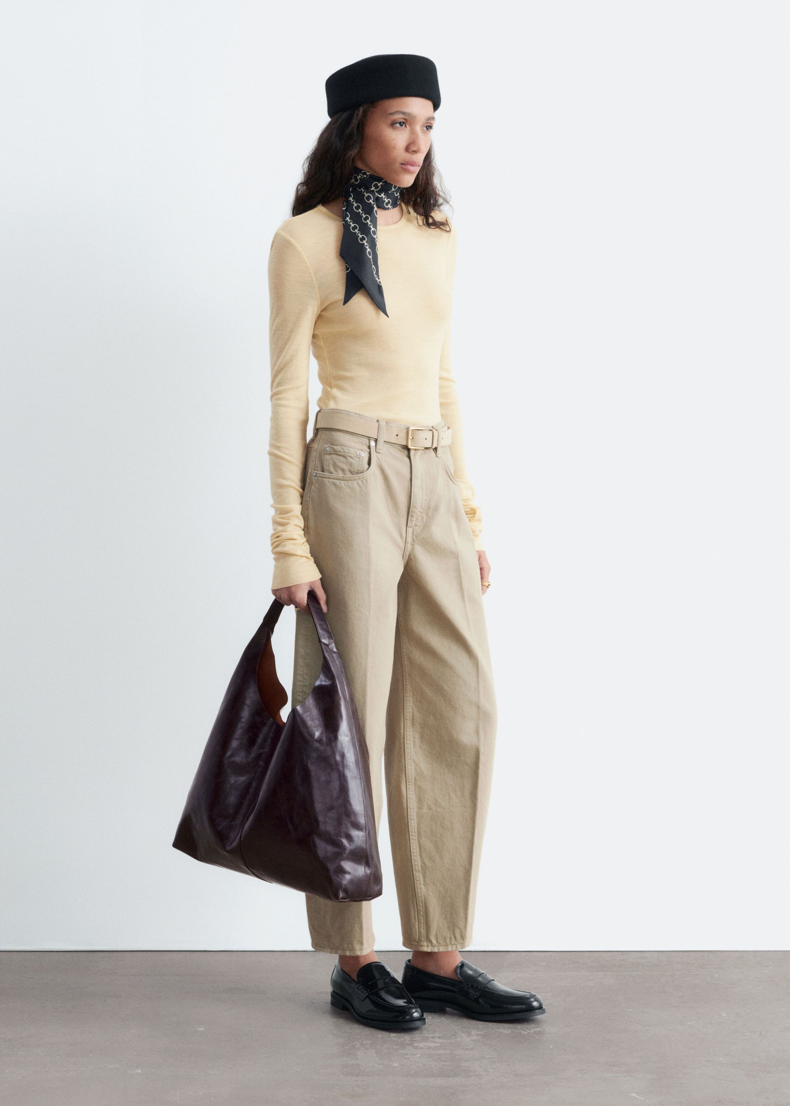 Plain-Knit Wool Top - Light Yellow - Still Life