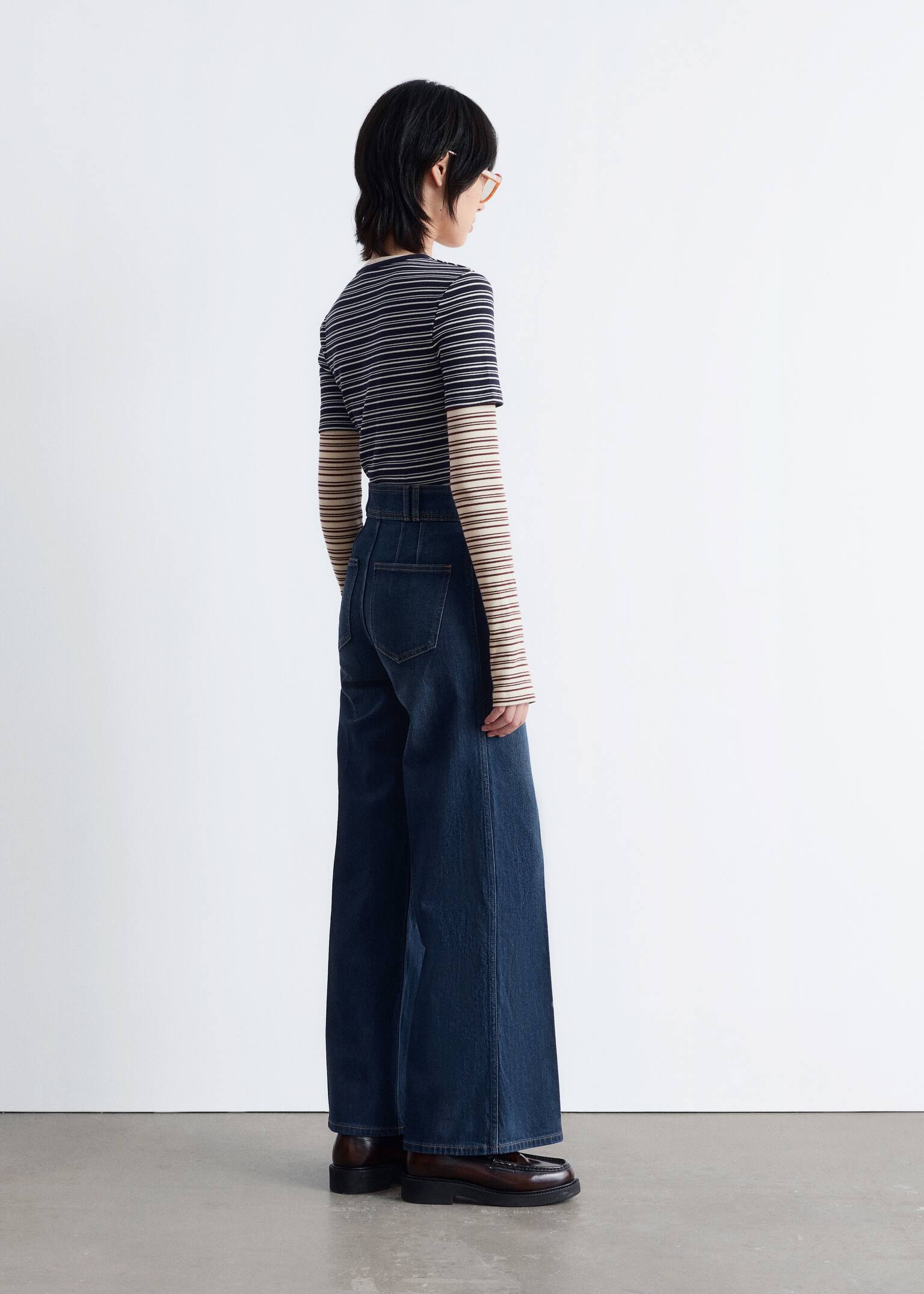 Press-Crease Flared Jeans - Washed Mid Blue/Black/Washed Light Blue - 5