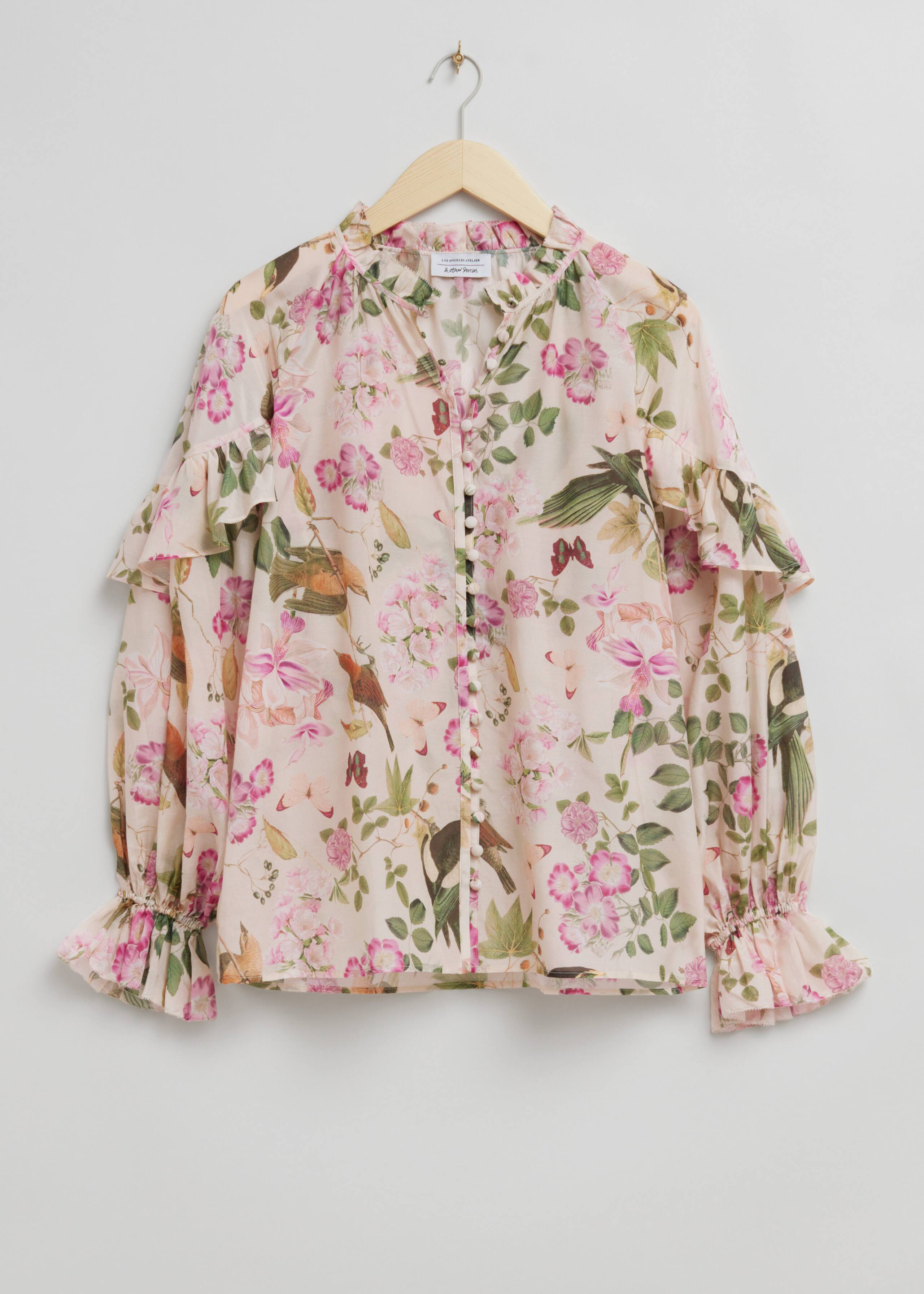 RelaxedFrillDetailBlouse - Light yellow - Natura morta