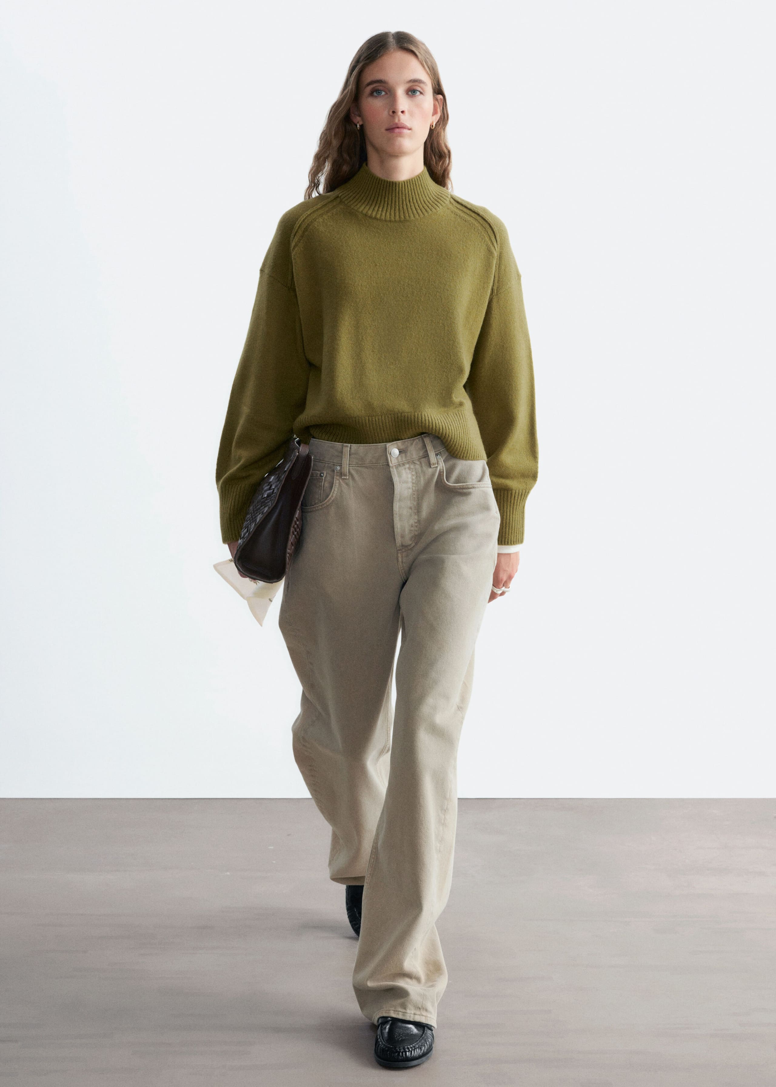 Mock-Neck Wool-Cotton Jumper - Black - Lookbook