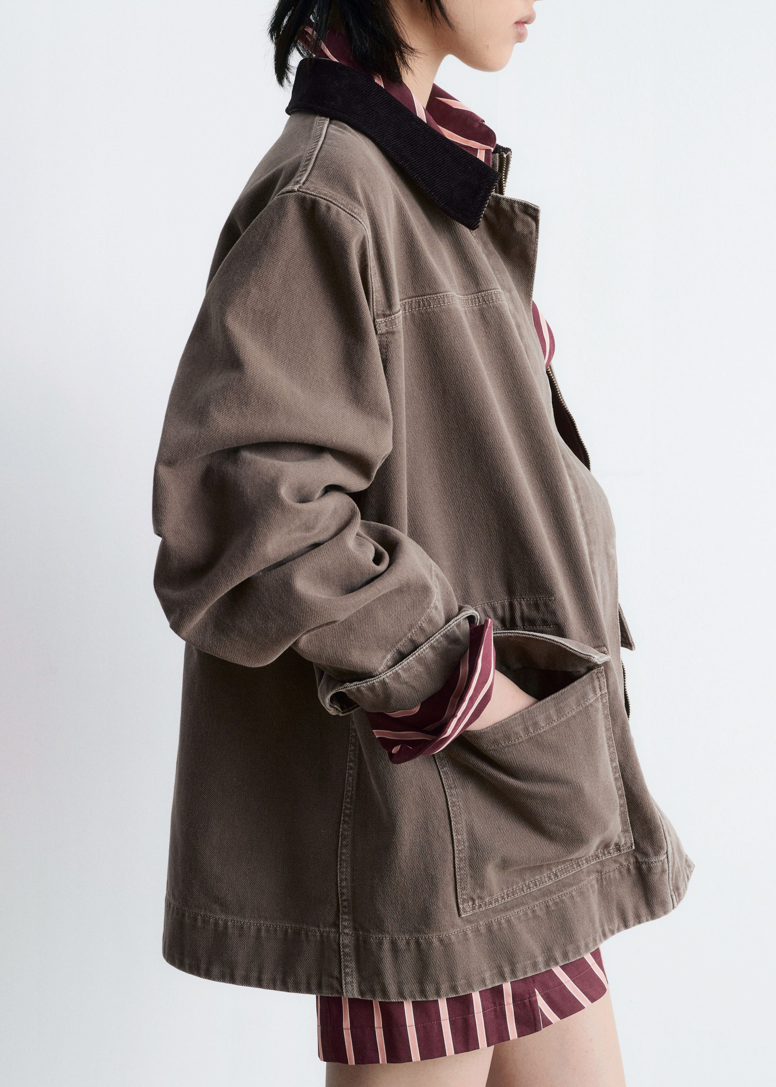 Image of Cord-Collar Denim Jacket