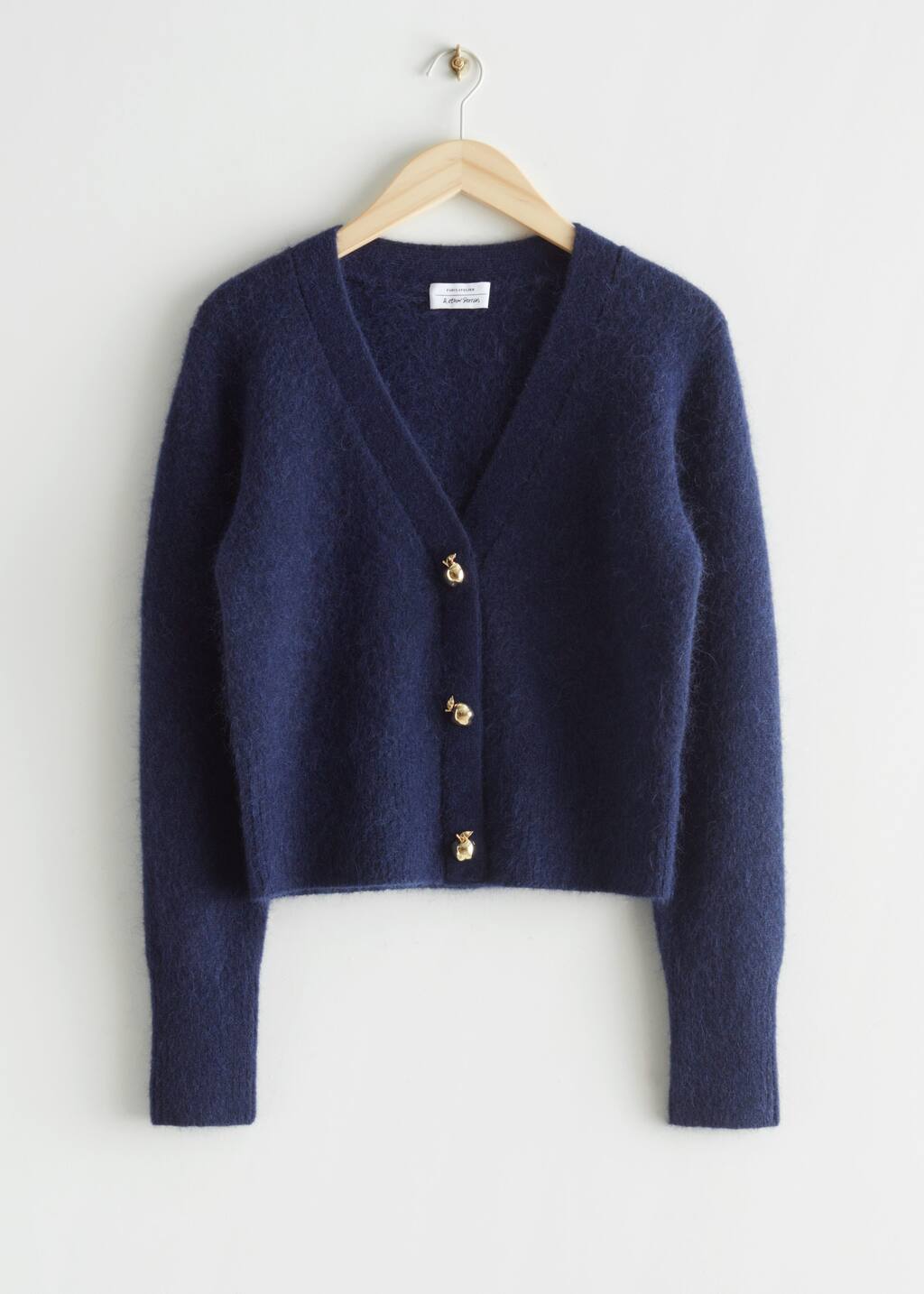 Gold Button Cardigan - Navy - Still Life