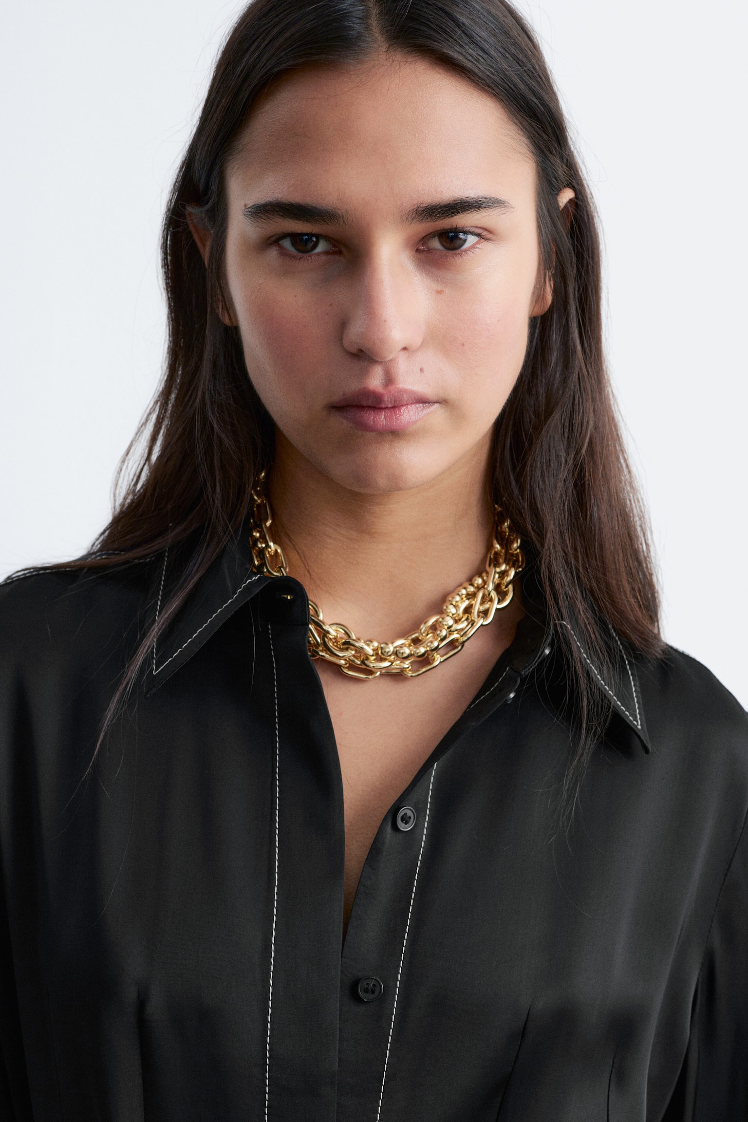 Midi-Hemdblusenkleid - Schwarz - 5