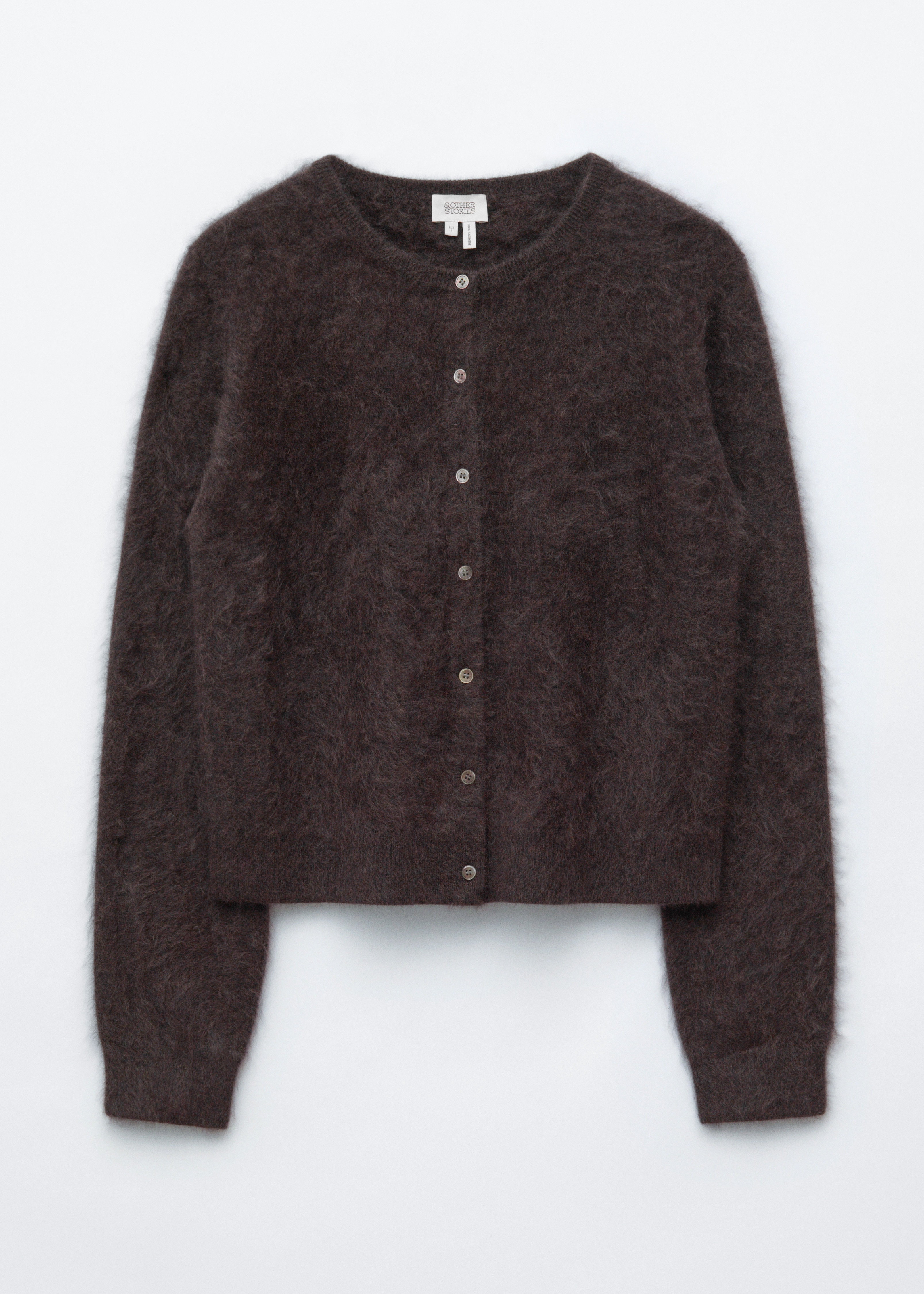 Strickjacke aus gebürstetem Kaschmir - Dunkelbraun/Grau/Dunkelrot