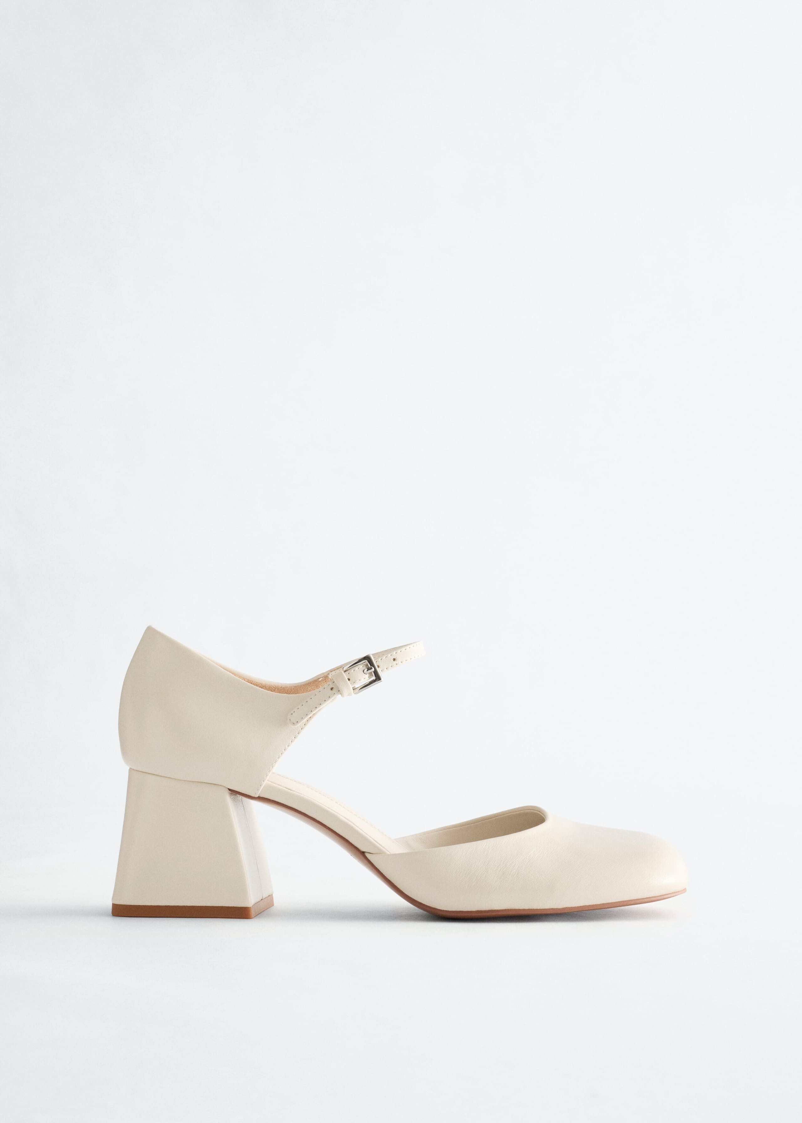 Leren pumps met blokhak - Gebroken wit - Stilleven